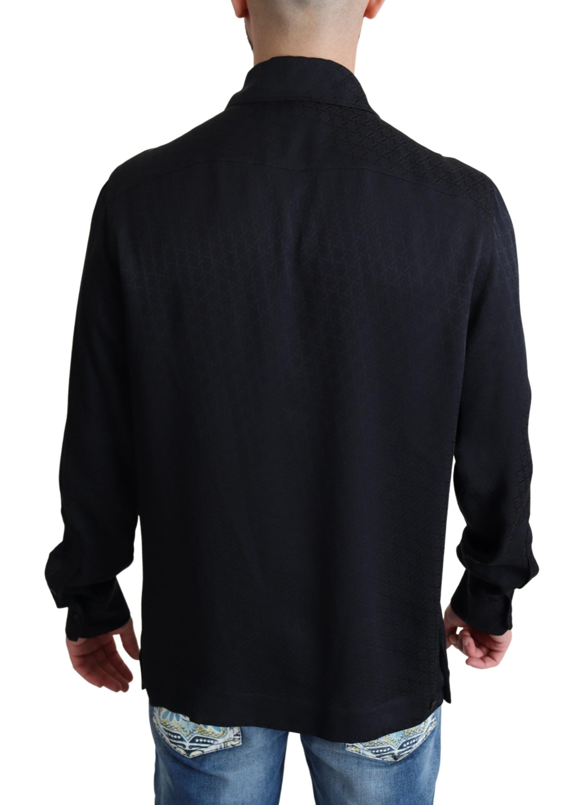 Elegant Jacquard Silk Casual Shirt - ventzia