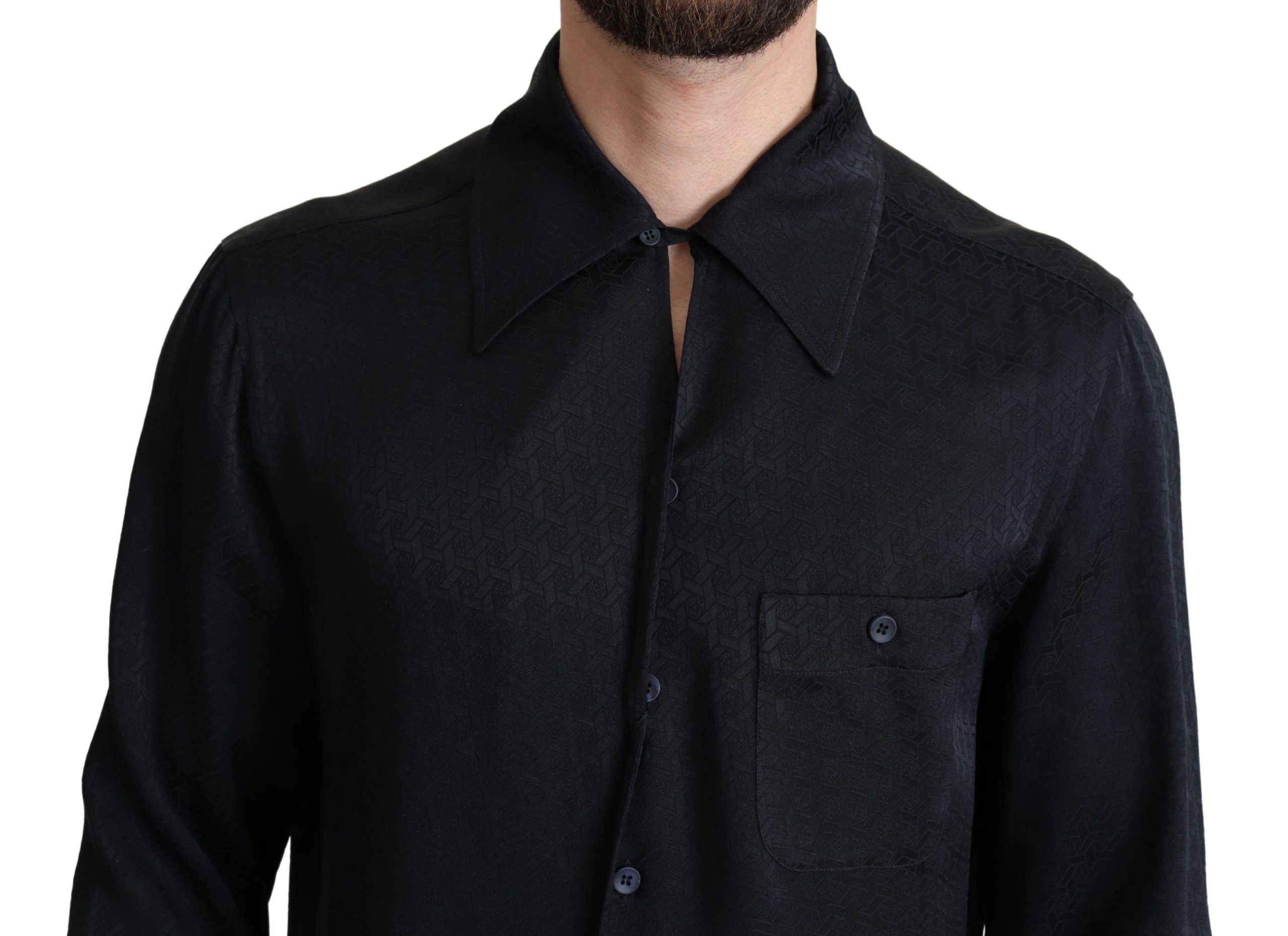 Elegant Jacquard Silk Casual Shirt - ventzia