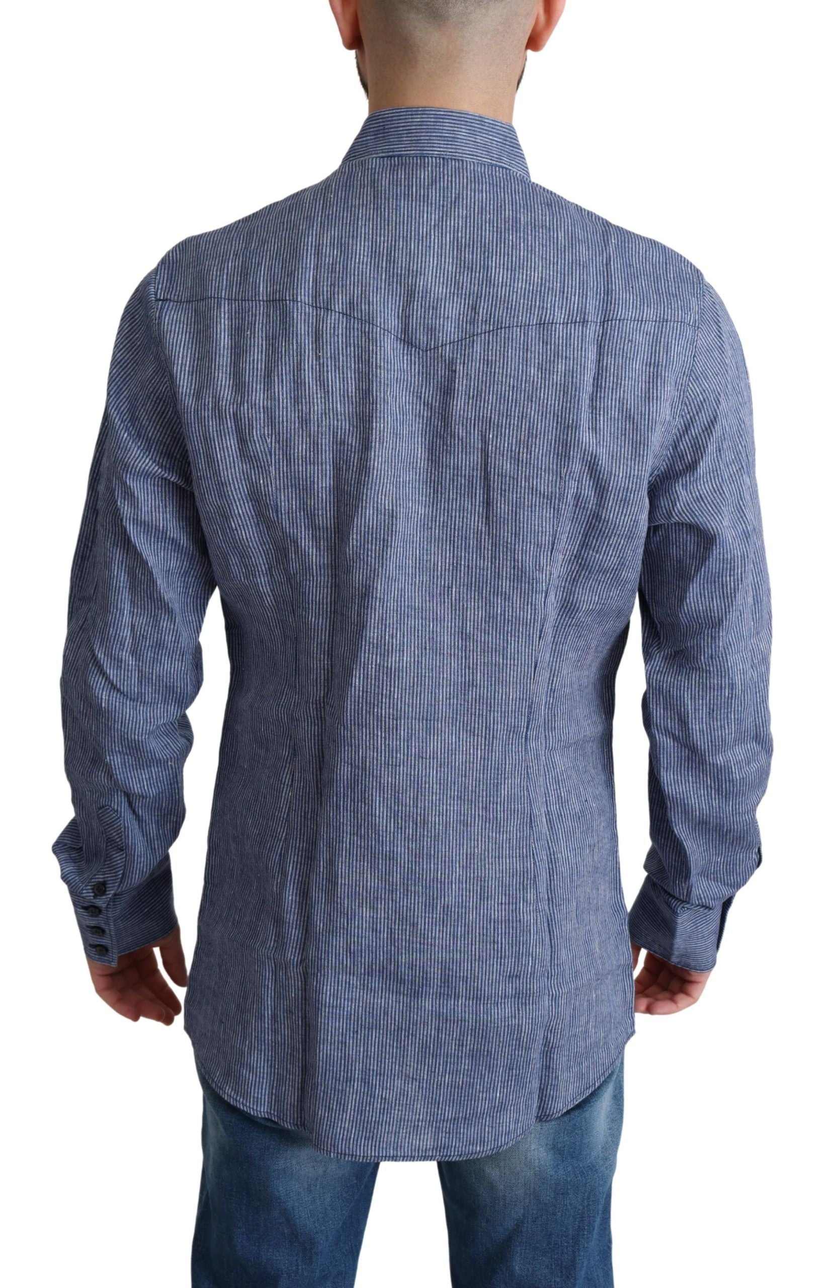 Elegant Striped Linen Button-Down Shirt - ventzia