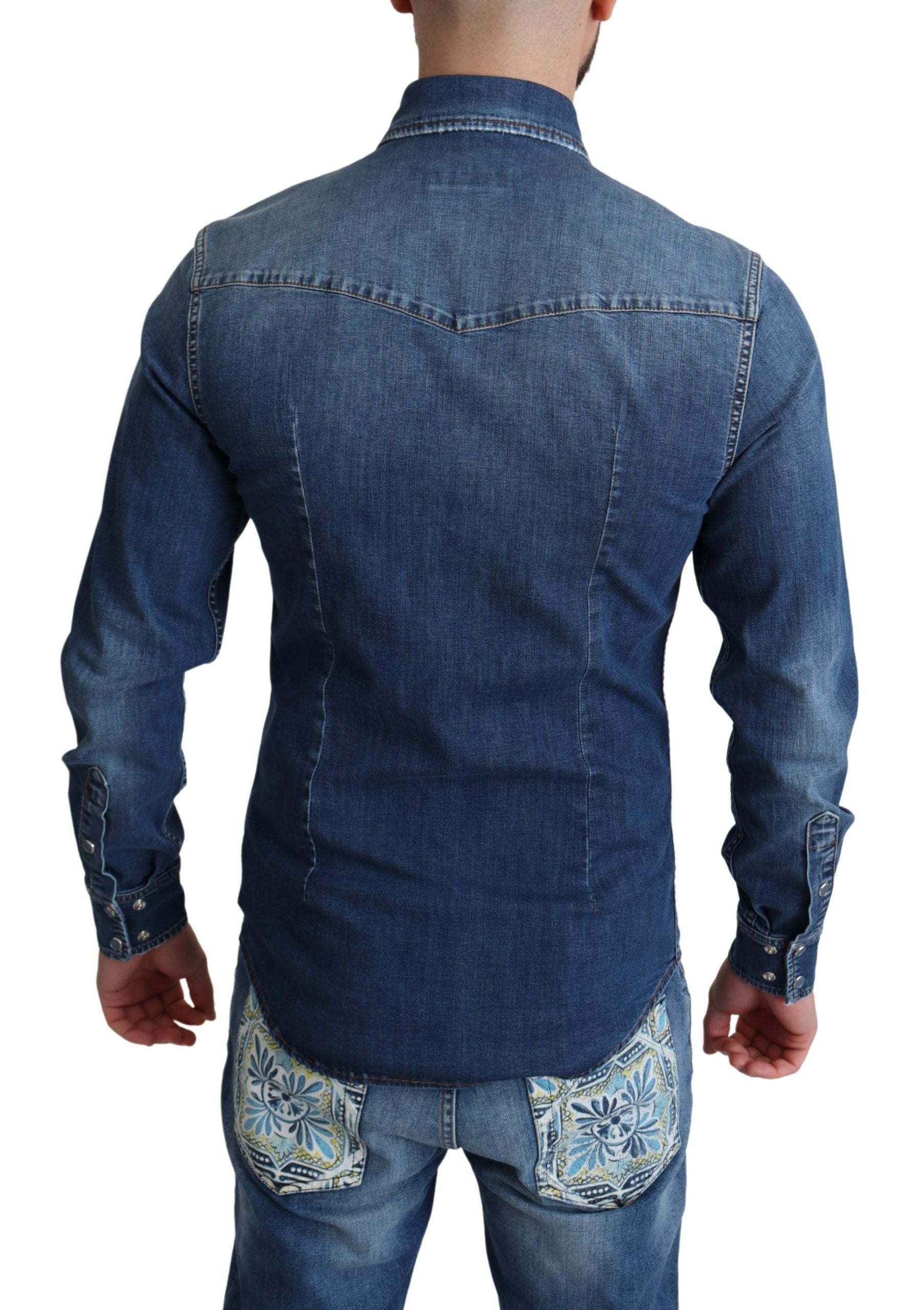 Elegant Denim Long Sleeve Casual Shirt - ventzia