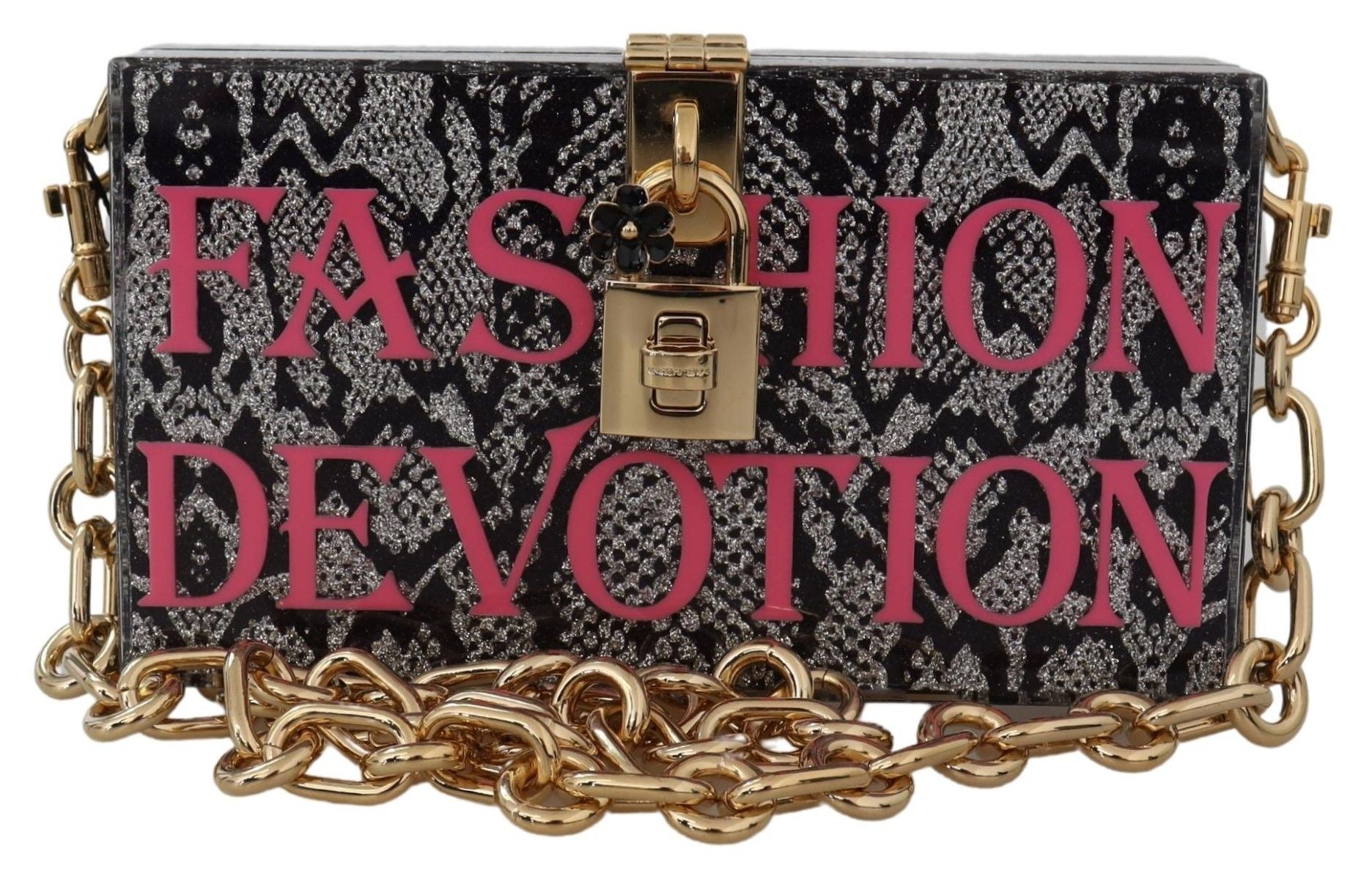 Gray Resin Dolce Box Clutch with Gold Details - ventzia
