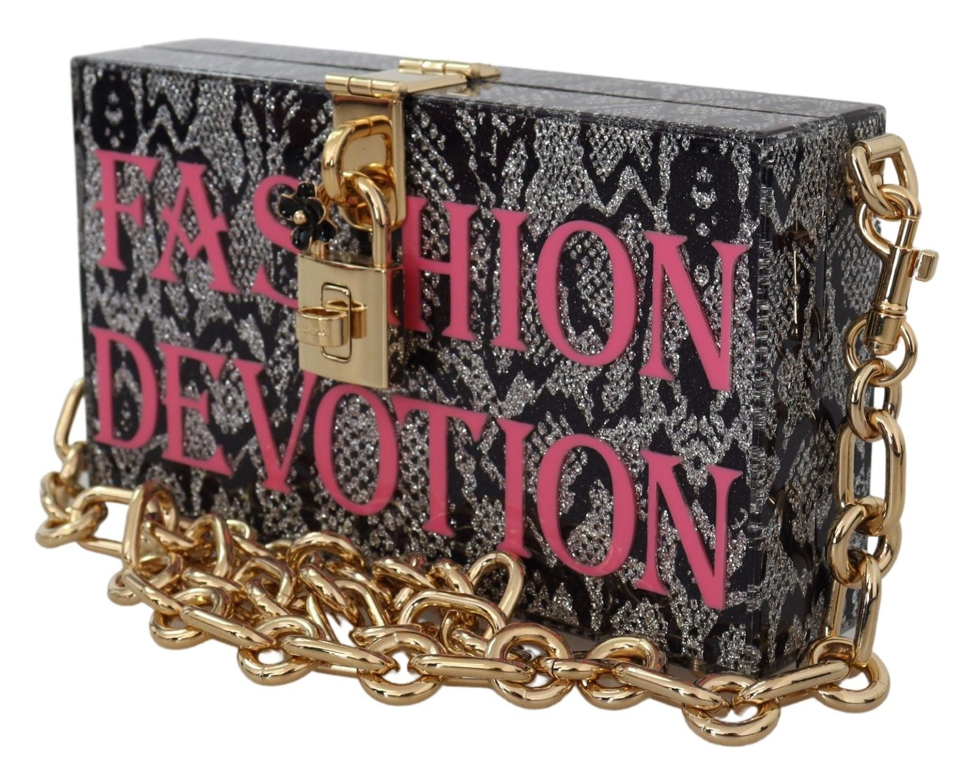 Gray Resin Dolce Box Clutch with Gold Details - ventzia