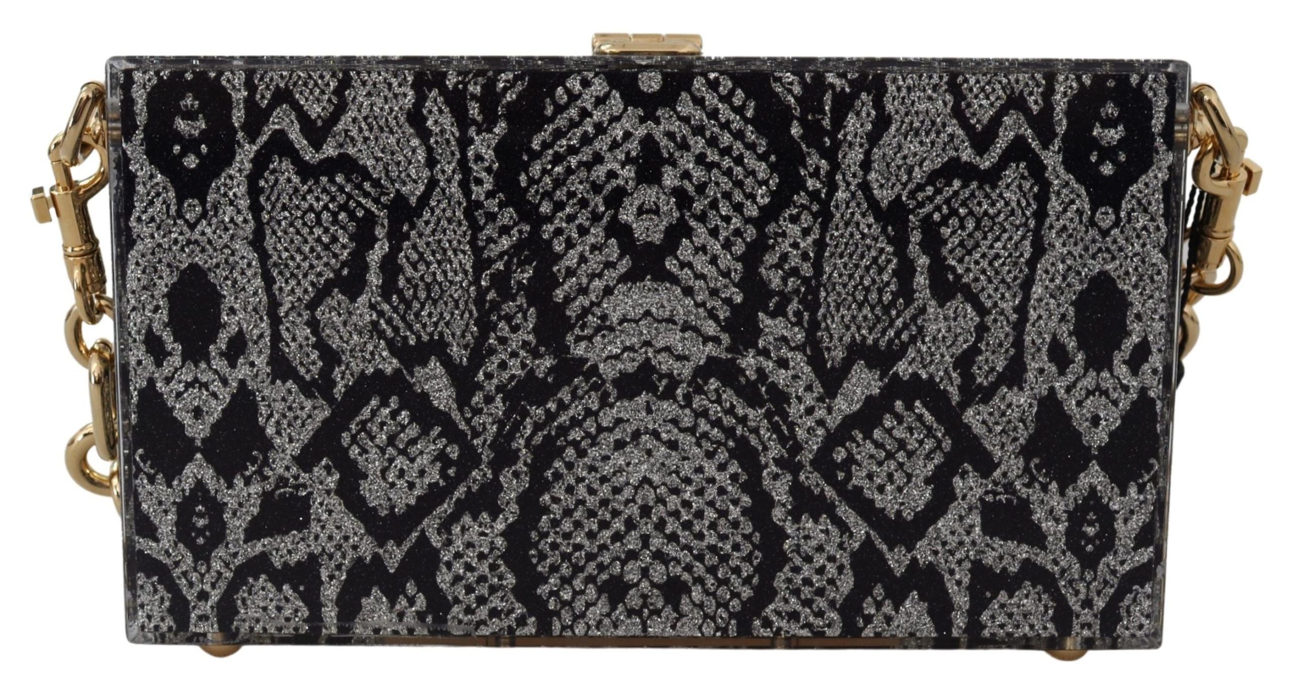 Gray Resin Dolce Box Clutch with Gold Details - ventzia
