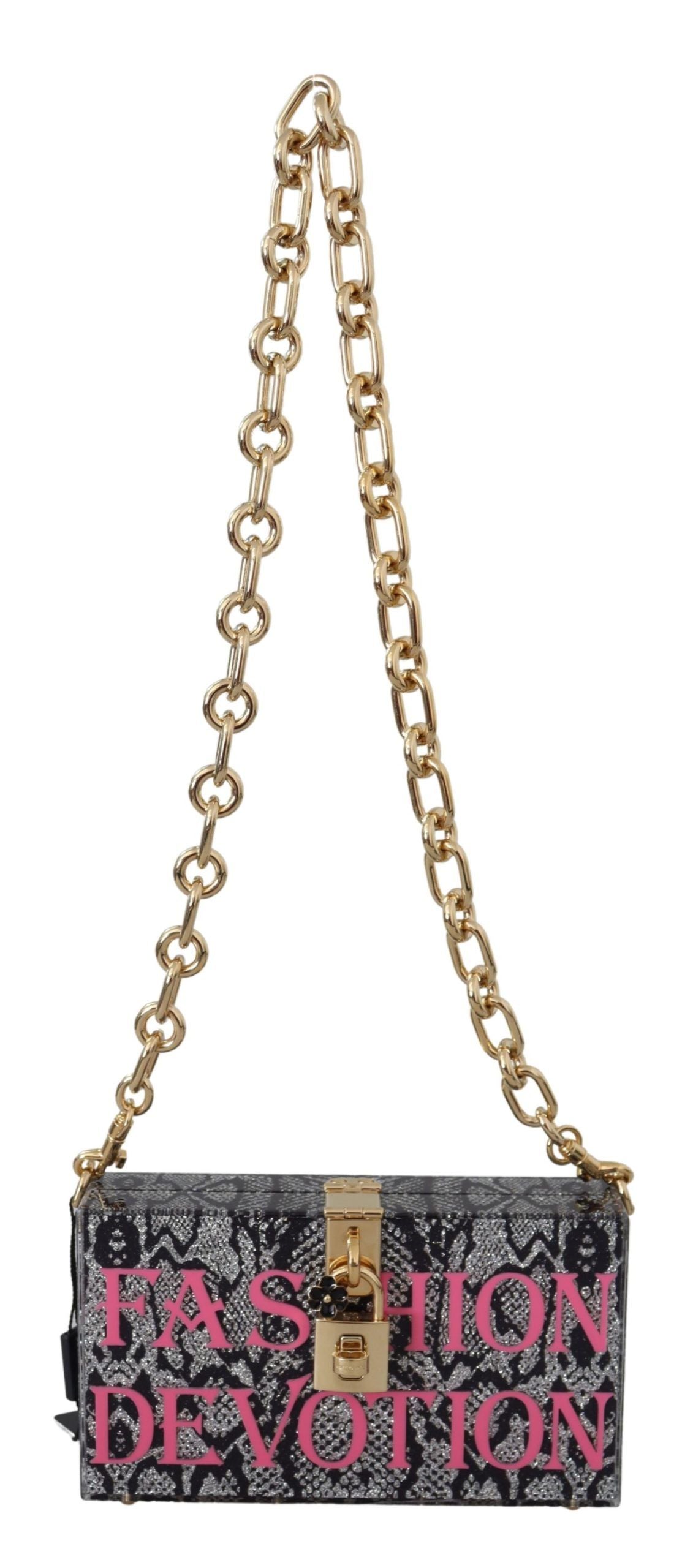 Gray Resin Dolce Box Clutch with Gold Details - ventzia