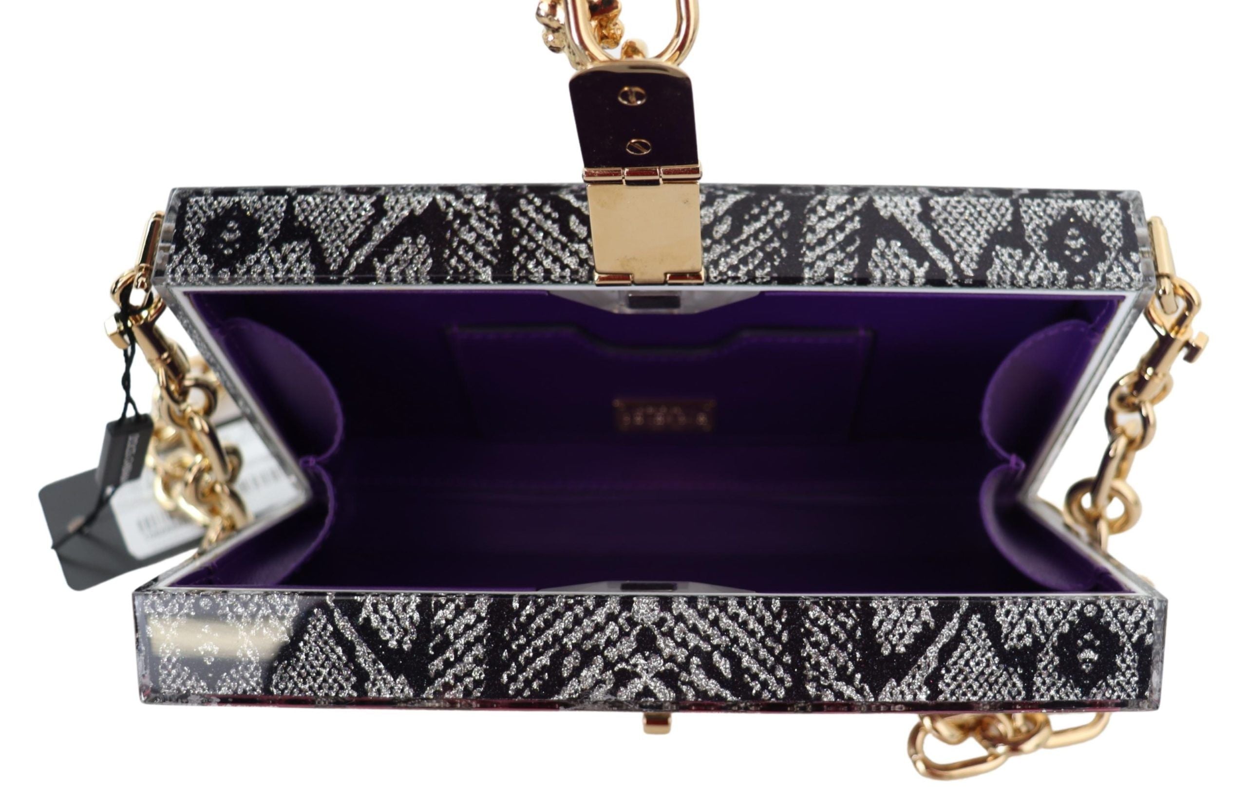 Gray Resin Dolce Box Clutch with Gold Details - ventzia
