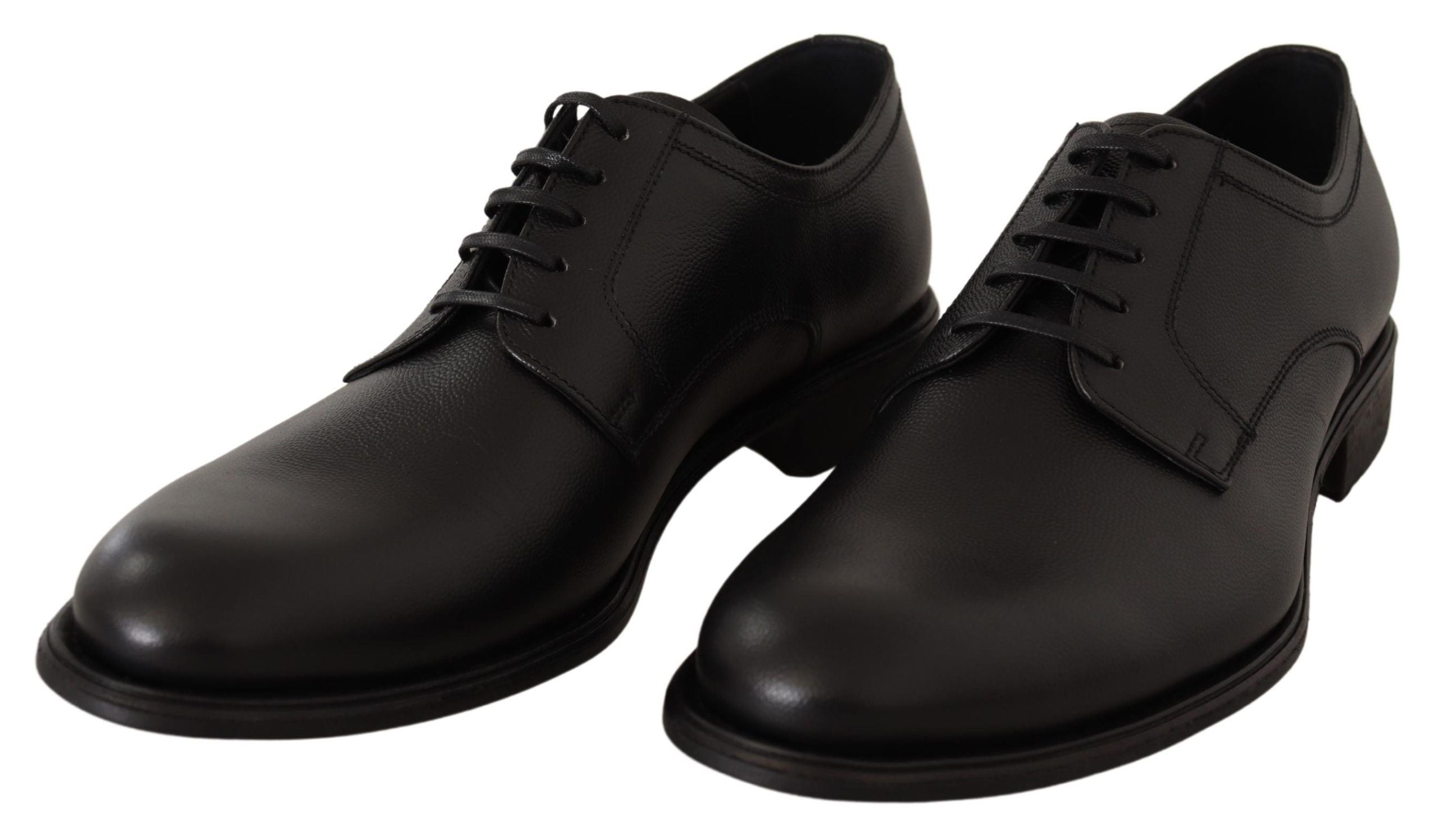 Elegant Black Leather Derby Shoes - ventzia