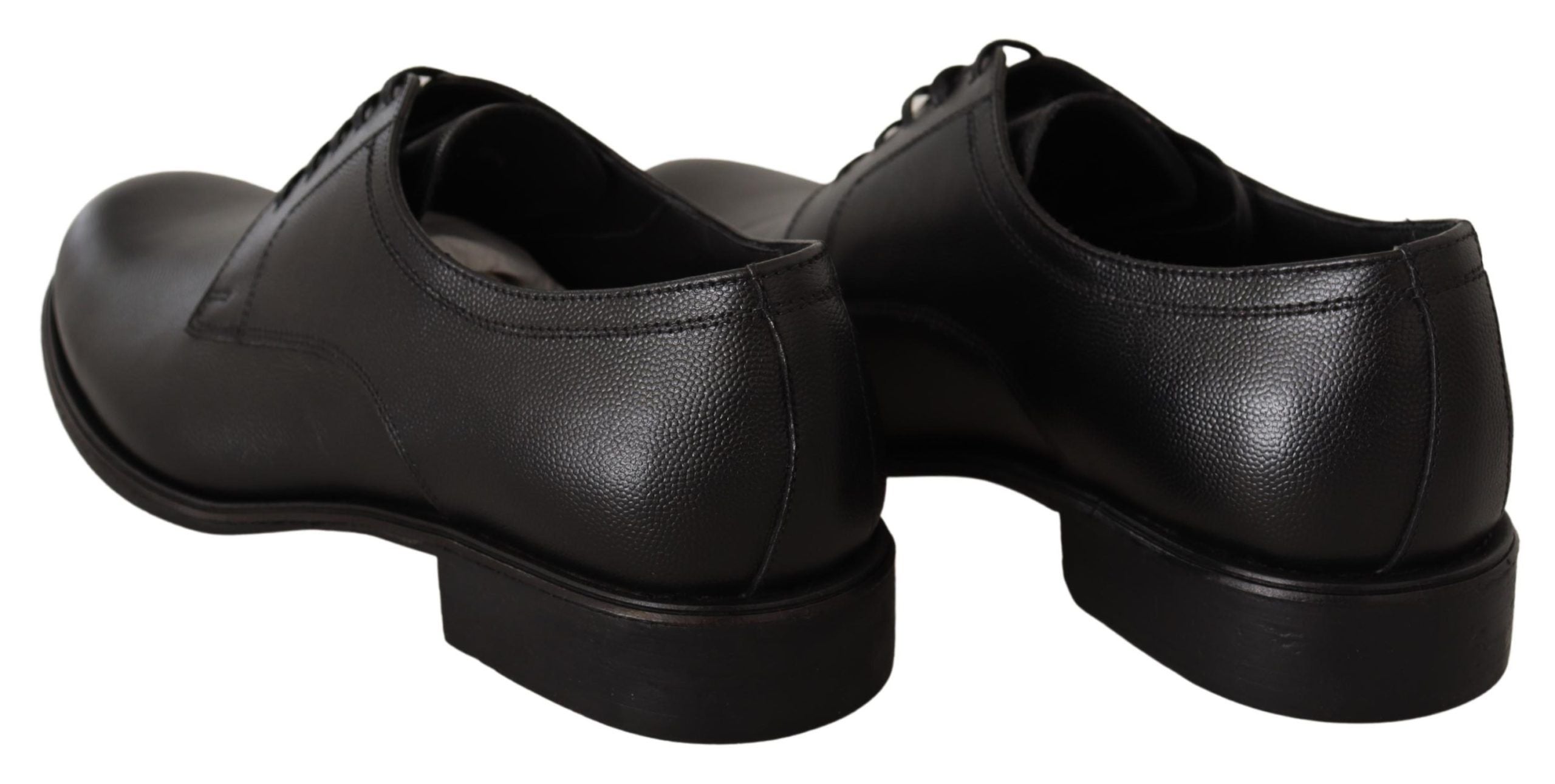 Elegant Black Leather Derby Shoes - ventzia