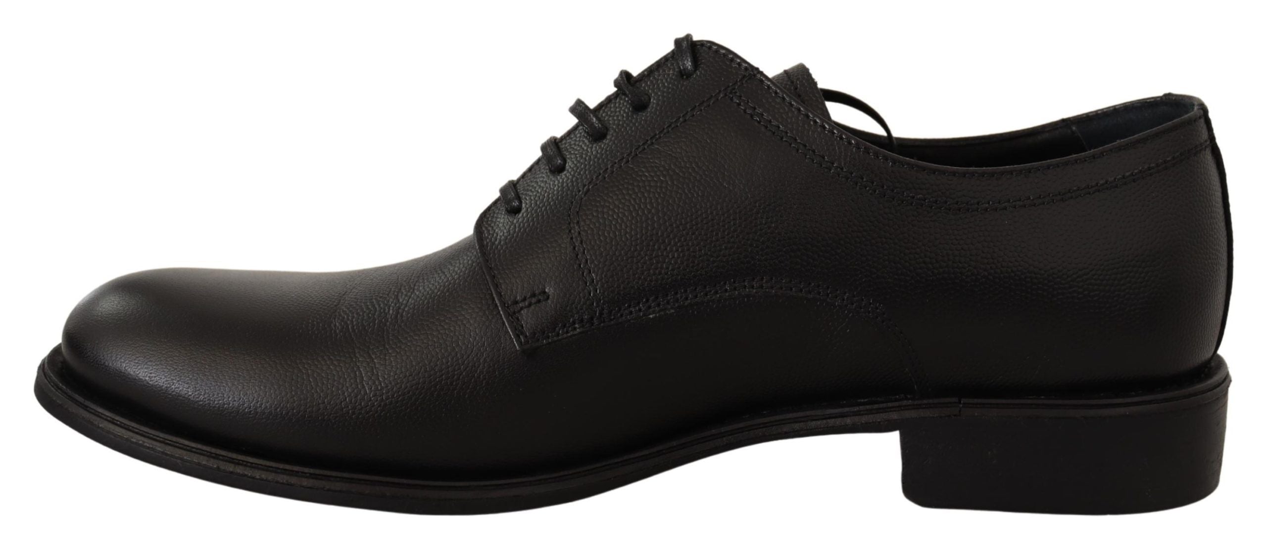 Elegant Black Leather Derby Shoes - ventzia