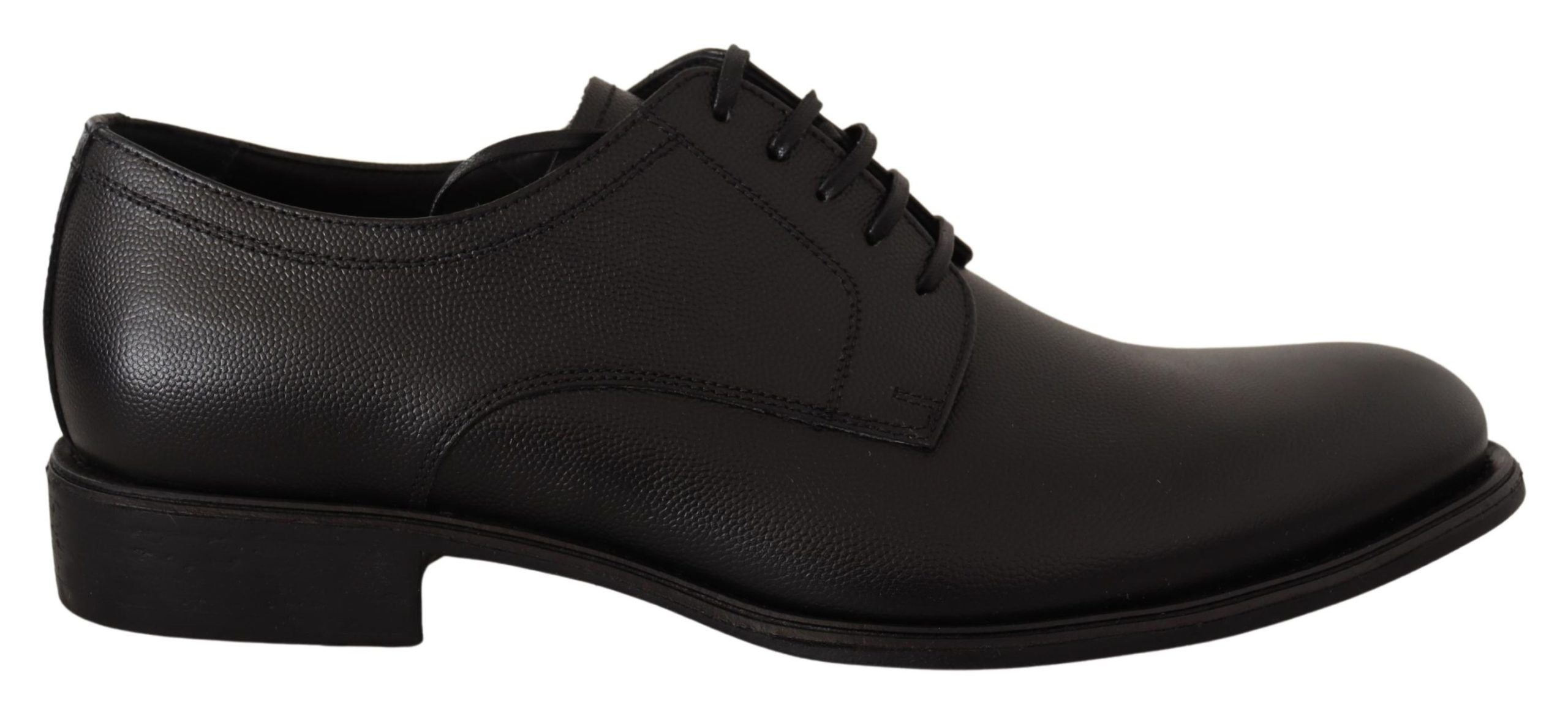 Elegant Black Leather Derby Shoes - ventzia