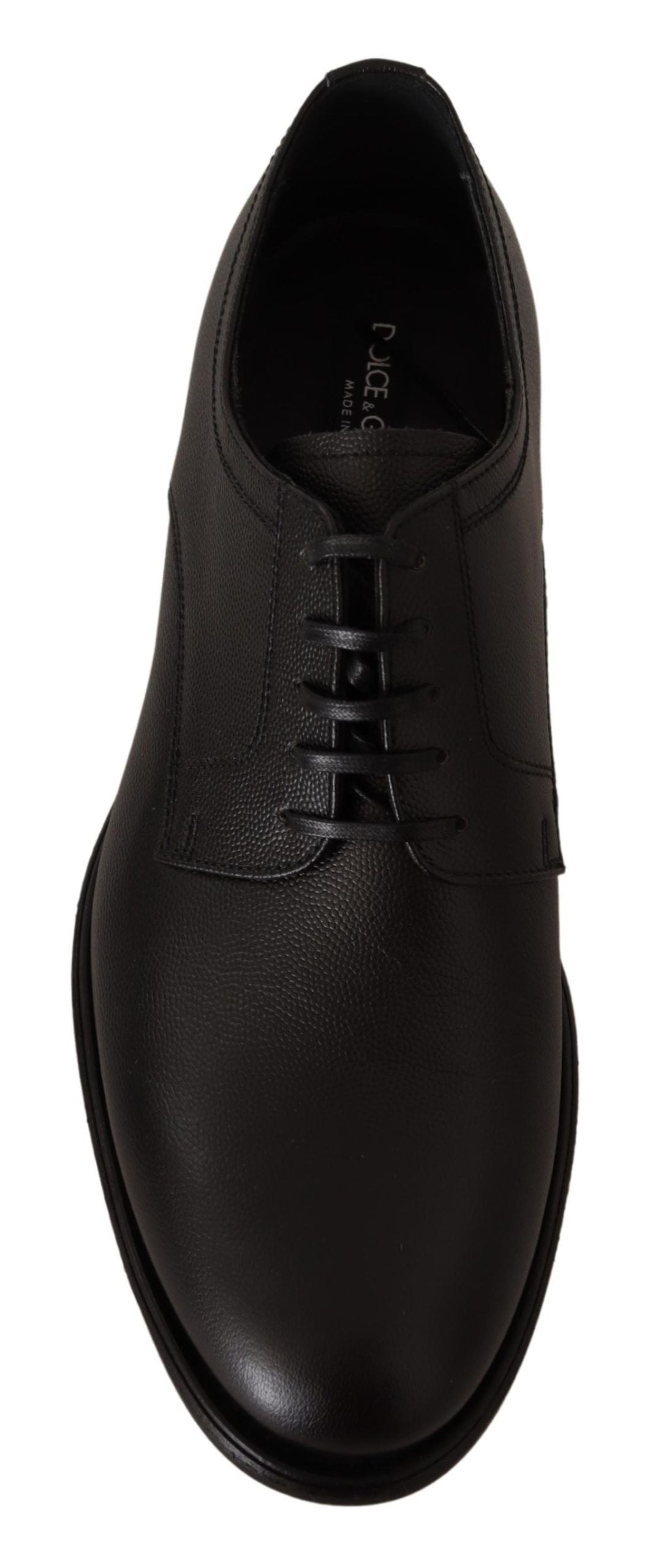 Elegant Black Leather Derby Shoes - ventzia