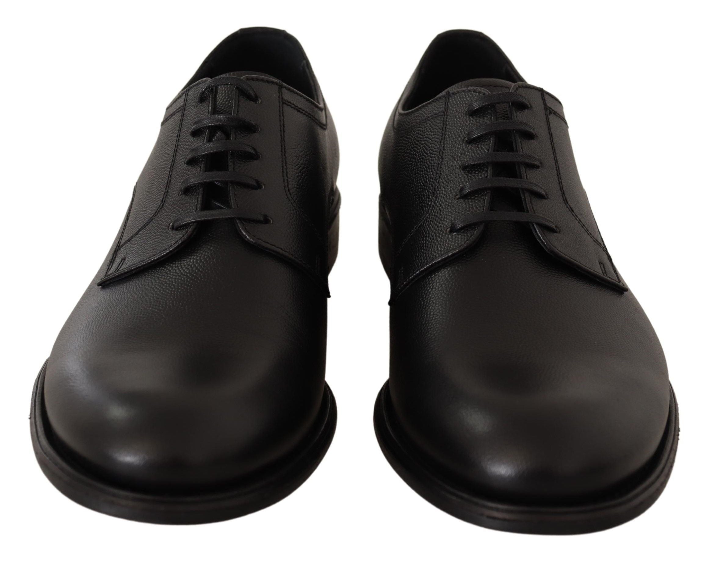 Elegant Black Leather Derby Shoes - ventzia