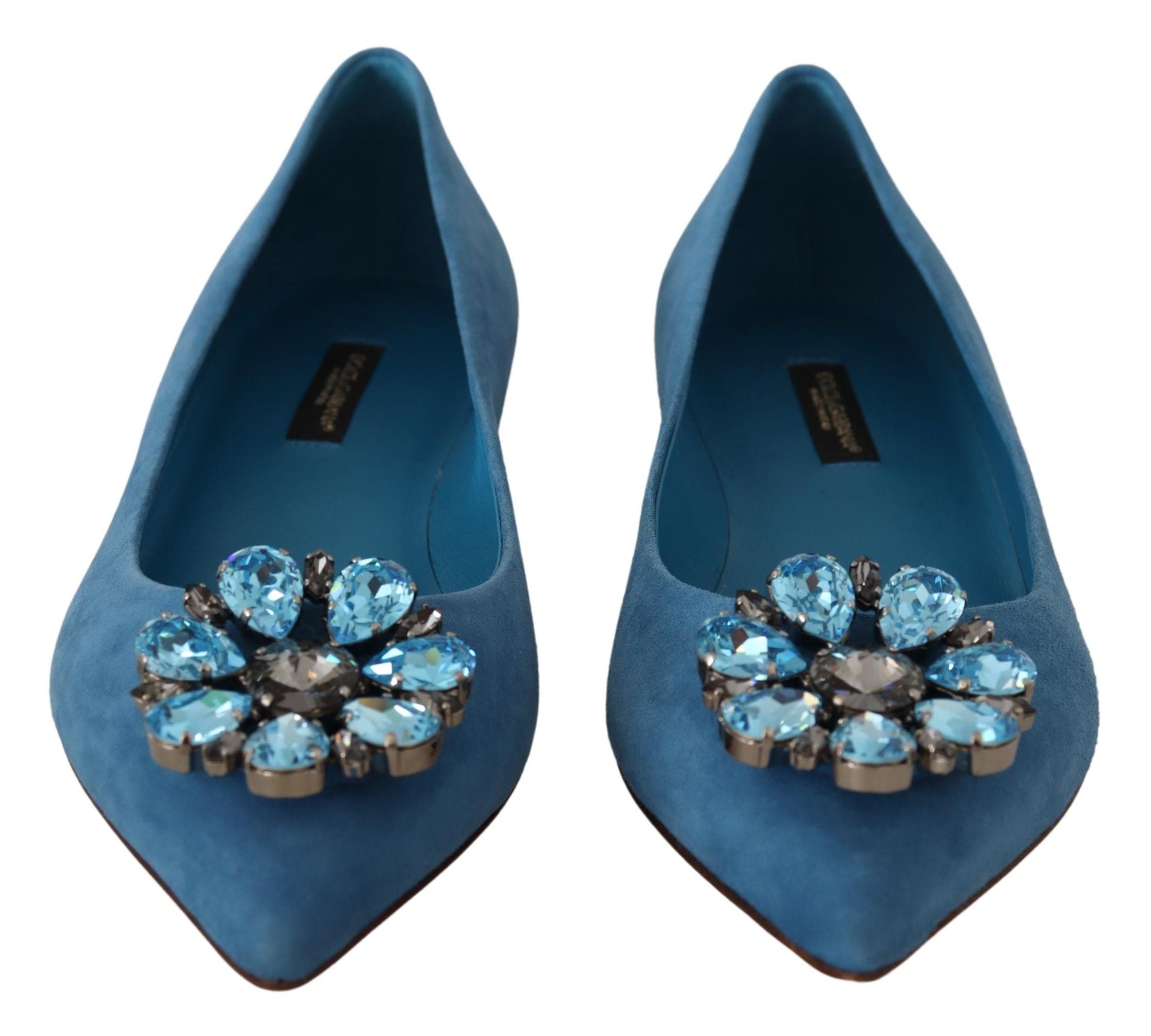 Elegant Crystal-Embellished Suede Flats - ventzia