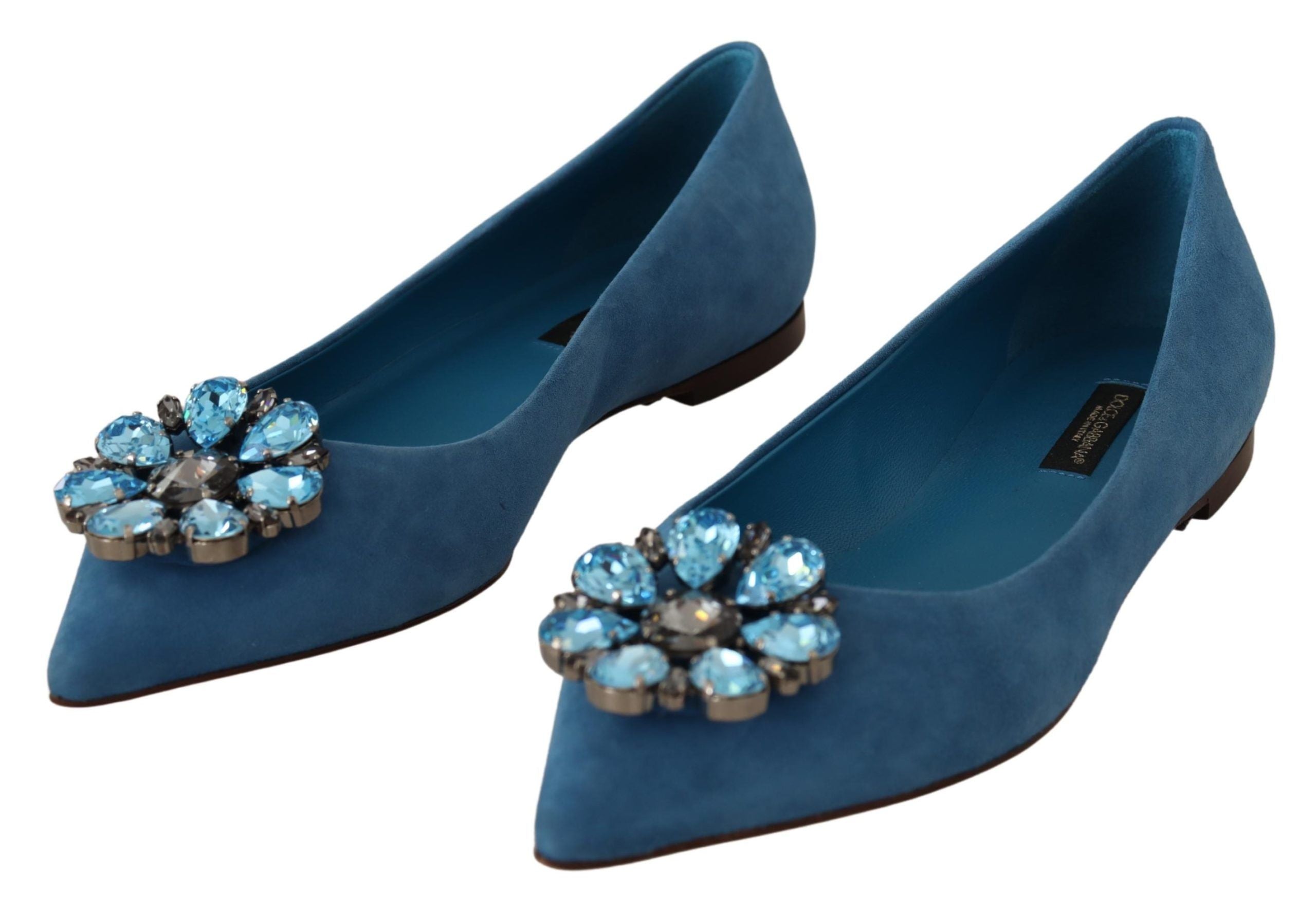 Elegant Crystal-Embellished Suede Flats - ventzia