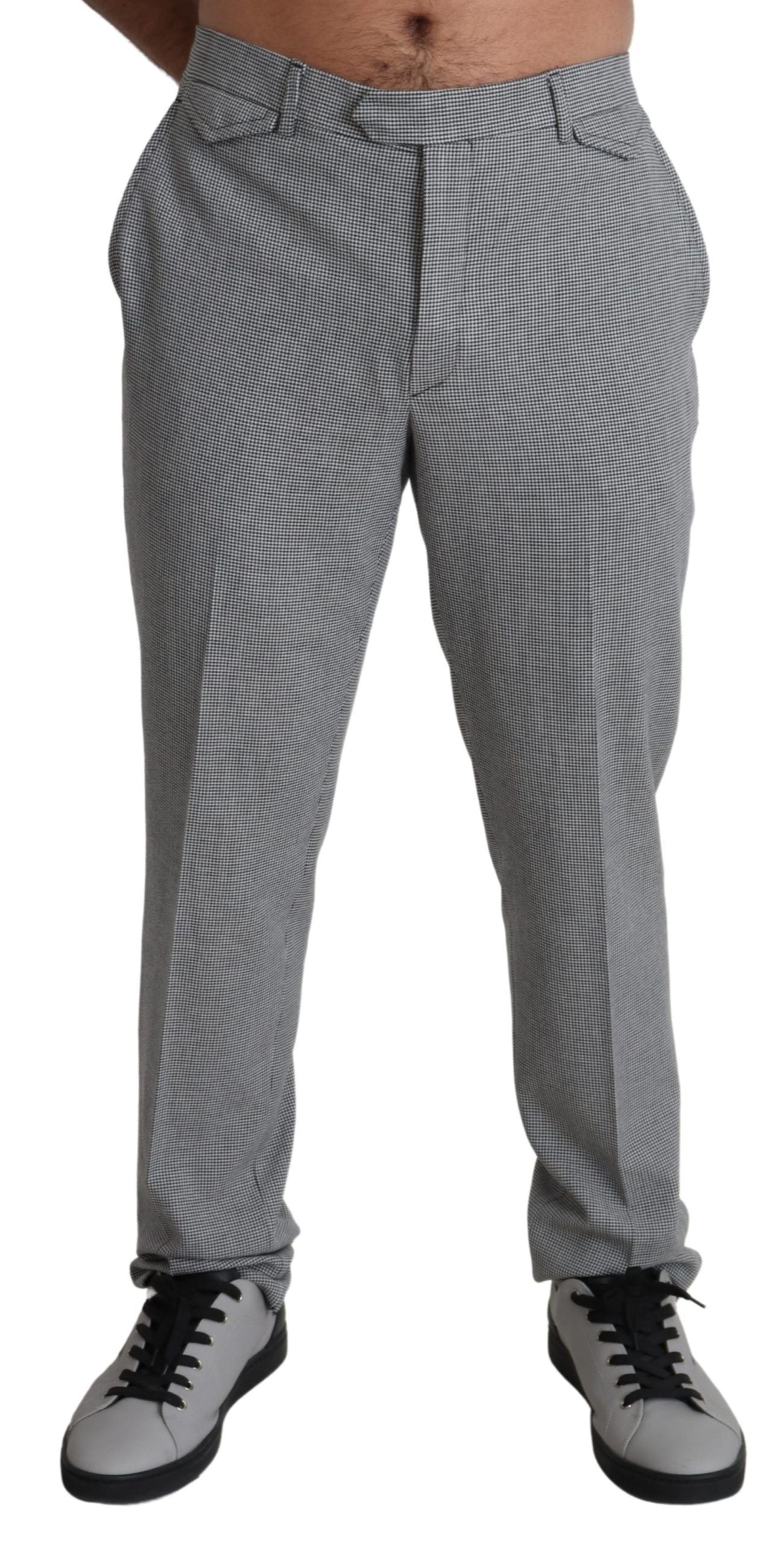 Elegant Checkered Wool Formal Trousers - ventzia