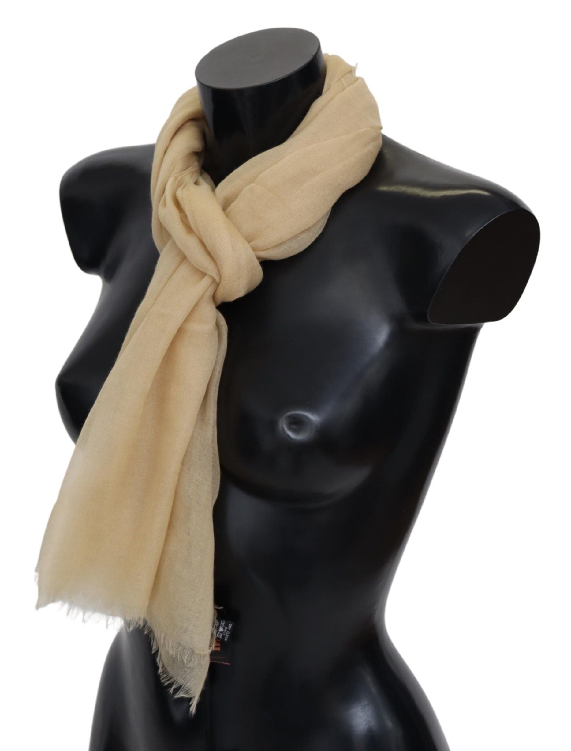 Beige Cashmere Unisex Neck Scarf - ventzia