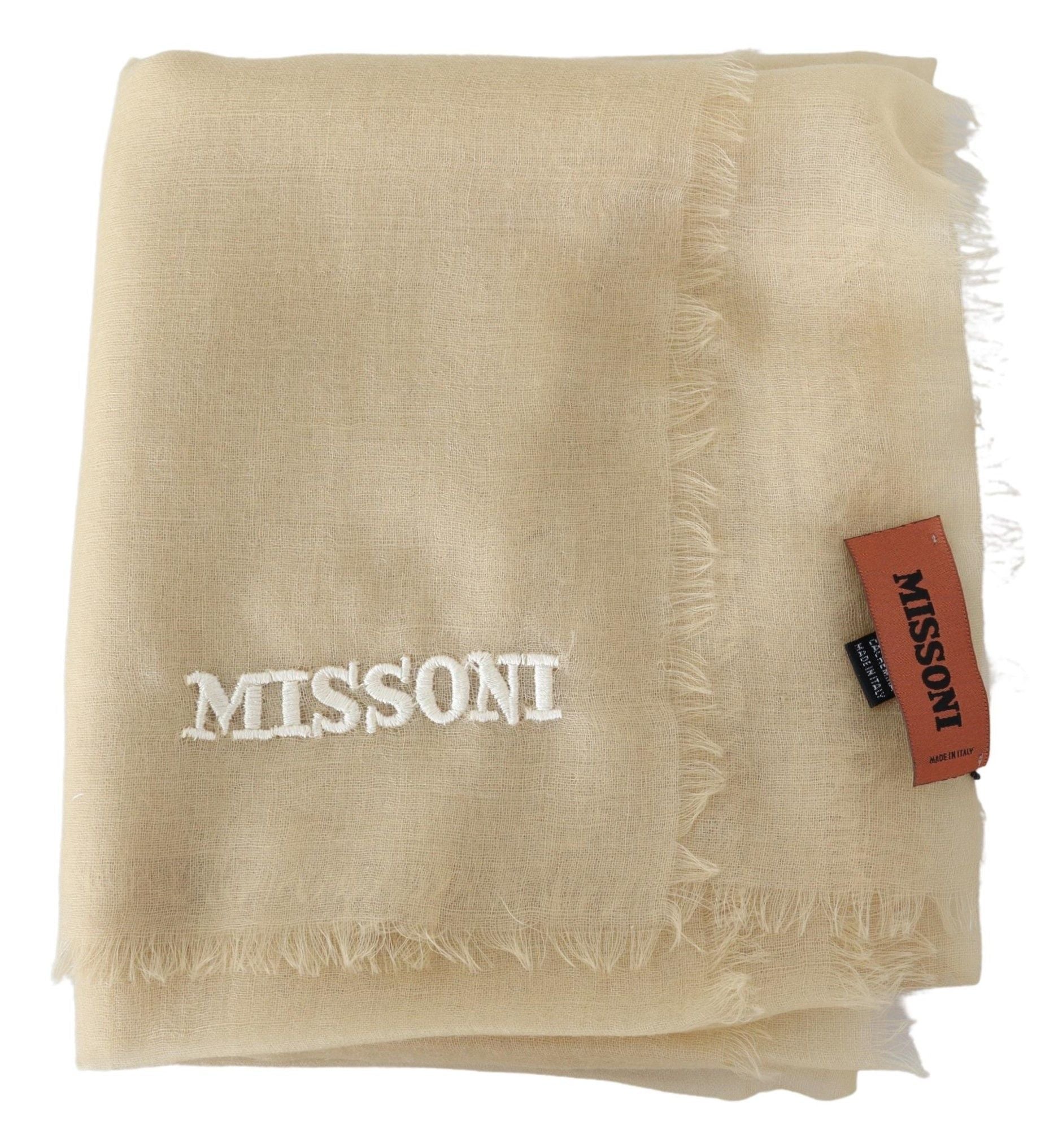 Beige Cashmere Unisex Neck Scarf - ventzia