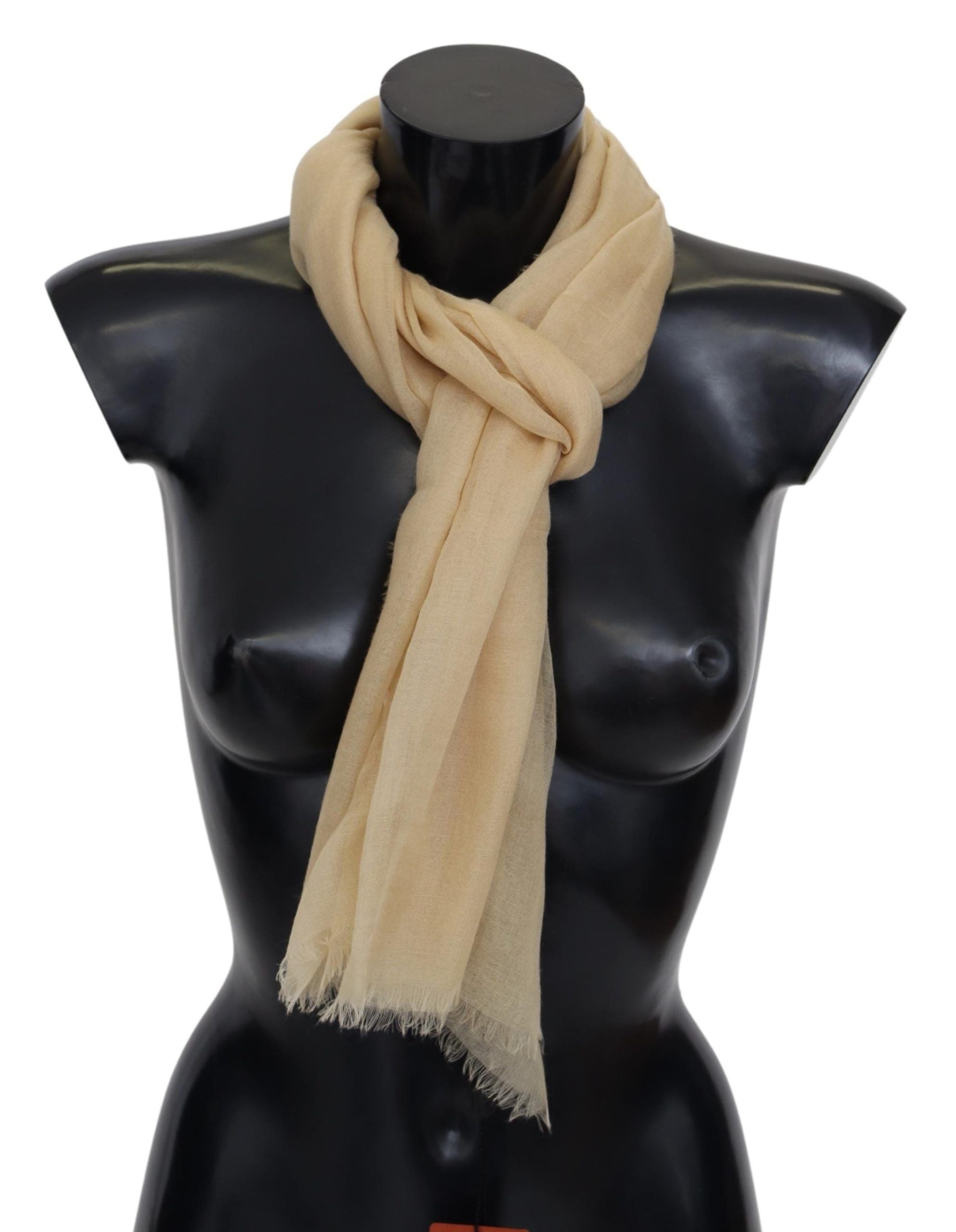 Beige Cashmere Unisex Neck Scarf - ventzia