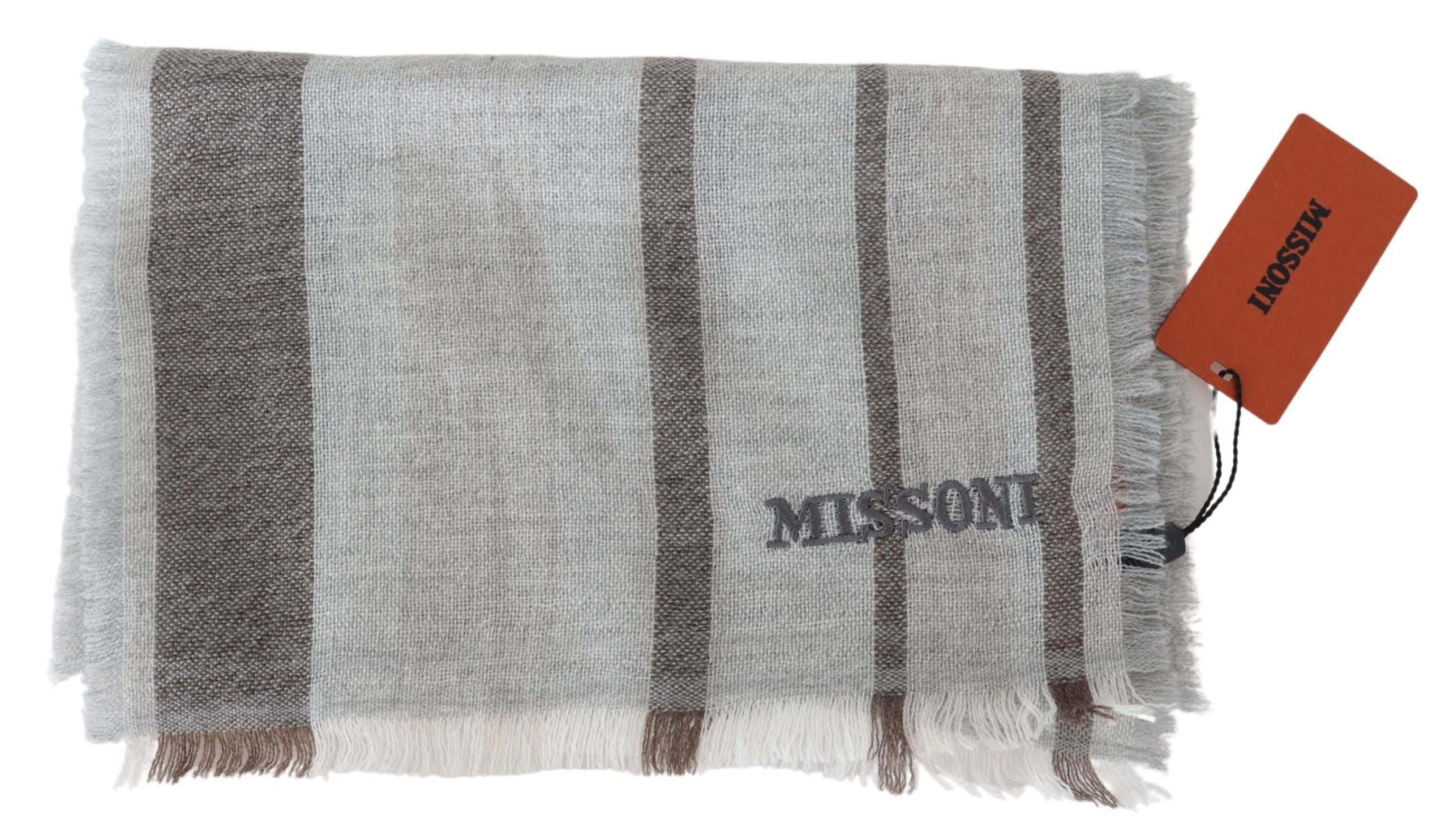 Multicolor Wool Stripe Fringe Scarf Unisex - ventzia