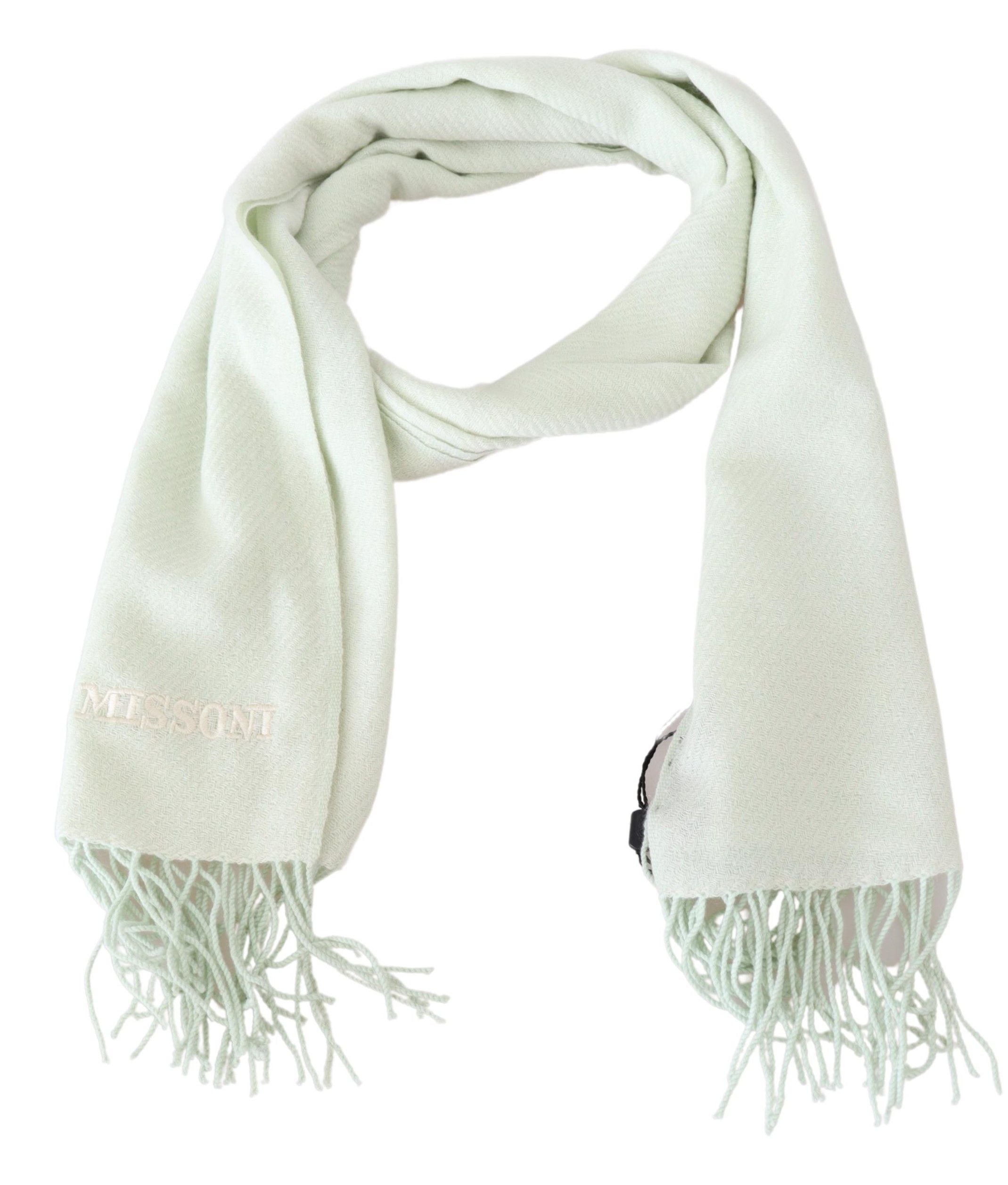 Light Green Pattern Cashmere Unisex Wrap Fringes Scarf - ventzia