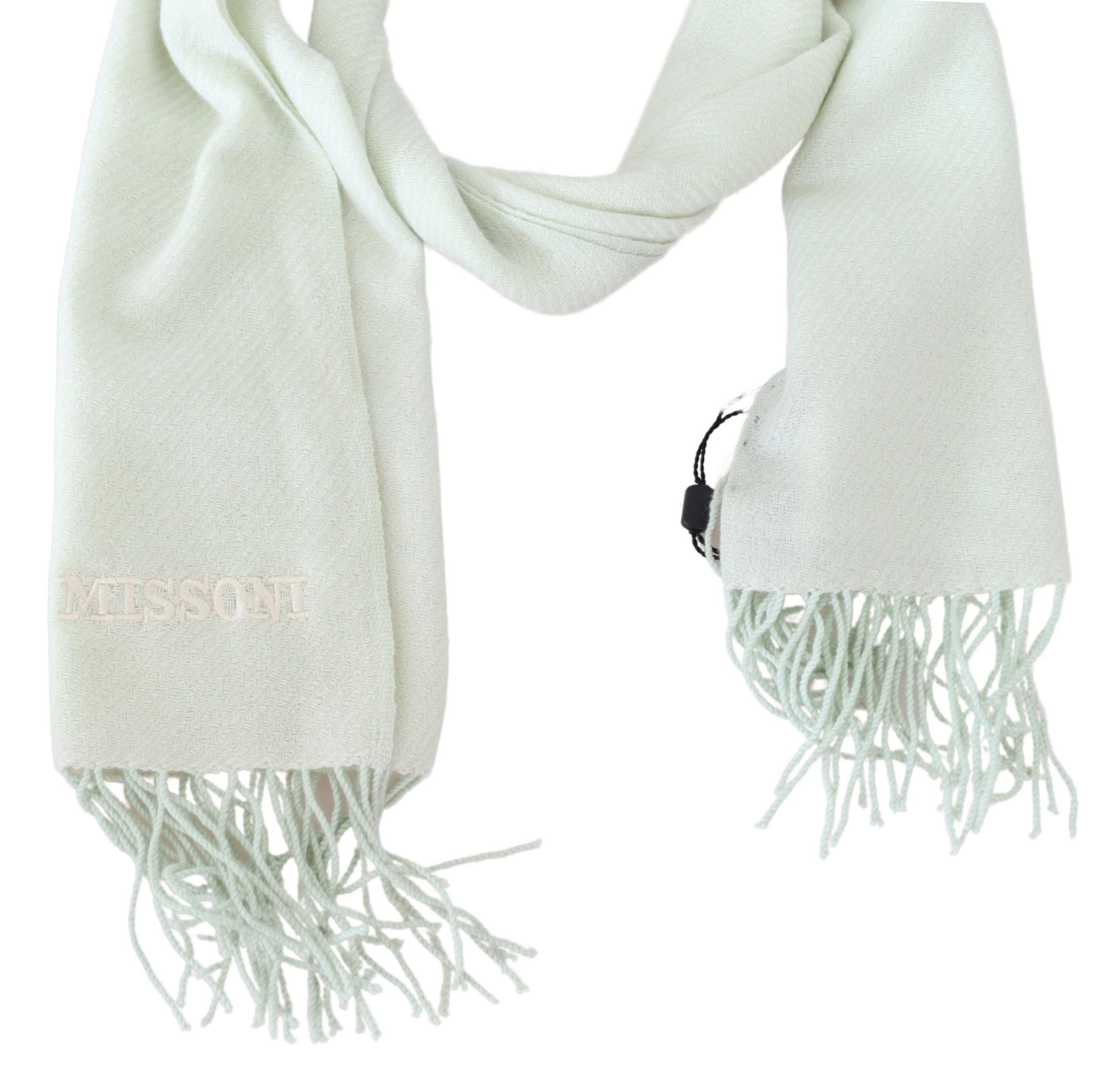 Light Green Pattern Cashmere Unisex Wrap Fringes Scarf - ventzia