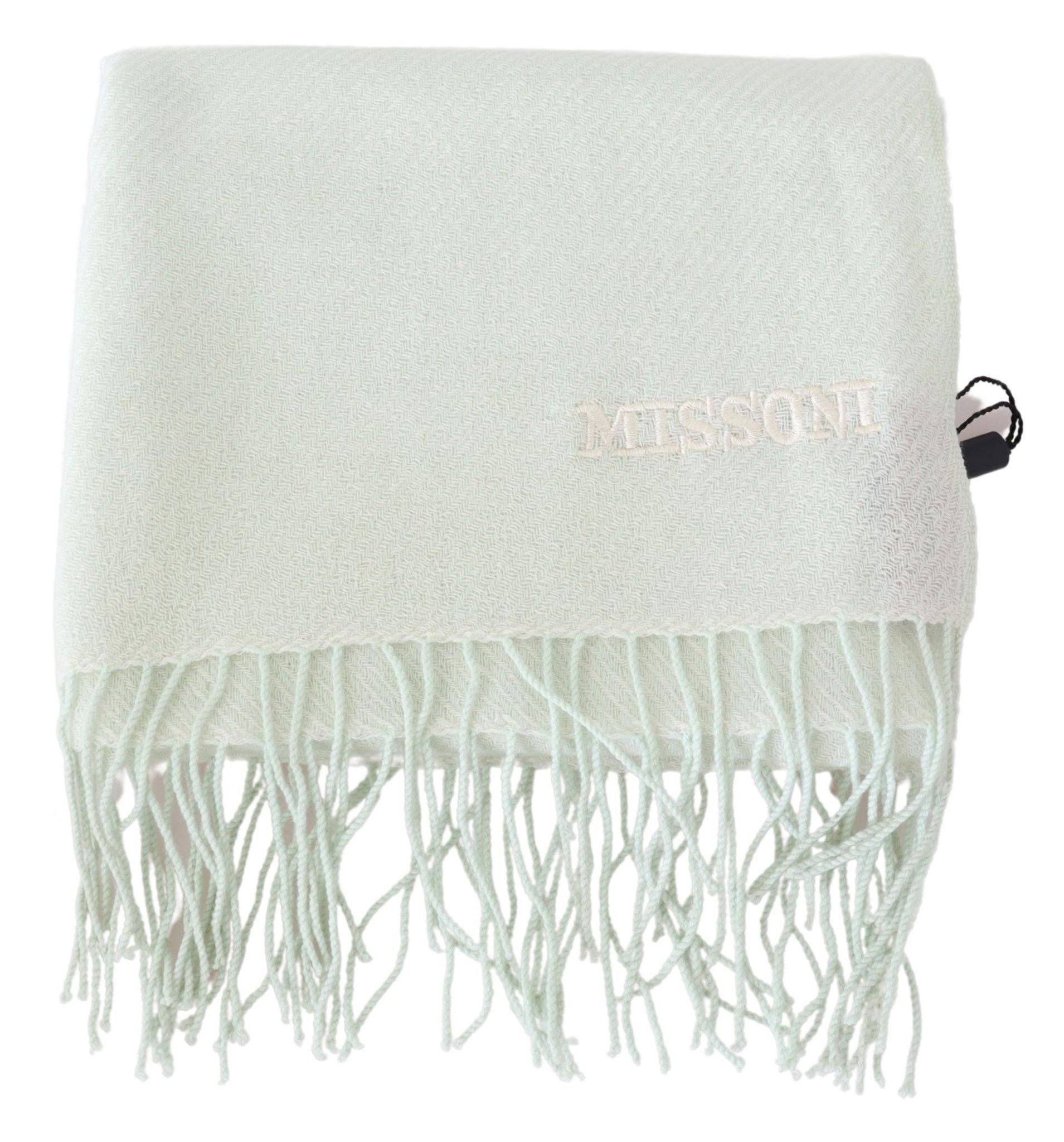 Light Green Pattern Cashmere Unisex Wrap Fringes Scarf - ventzia