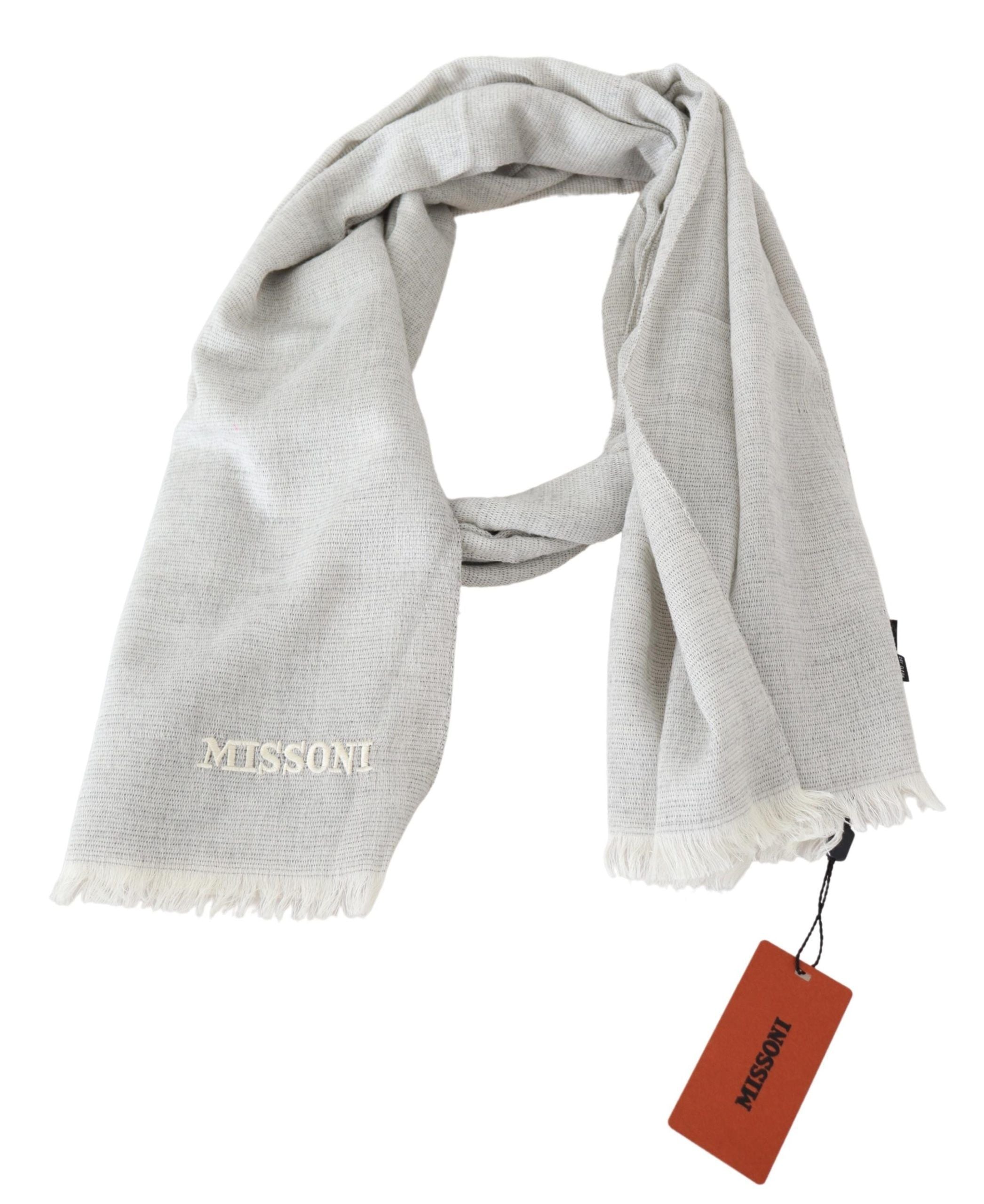 Elegant Wool Scarf with Signature Embroidery - ventzia