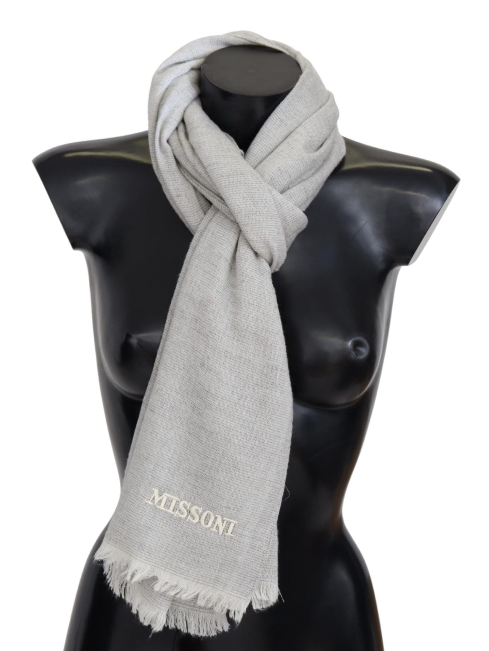 Elegant Wool Scarf with Signature Embroidery - ventzia