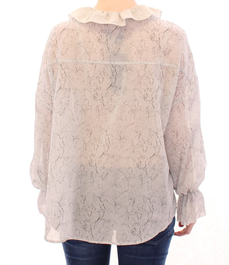 Elegant Blue Cotton Tunic Blouse - ventzia