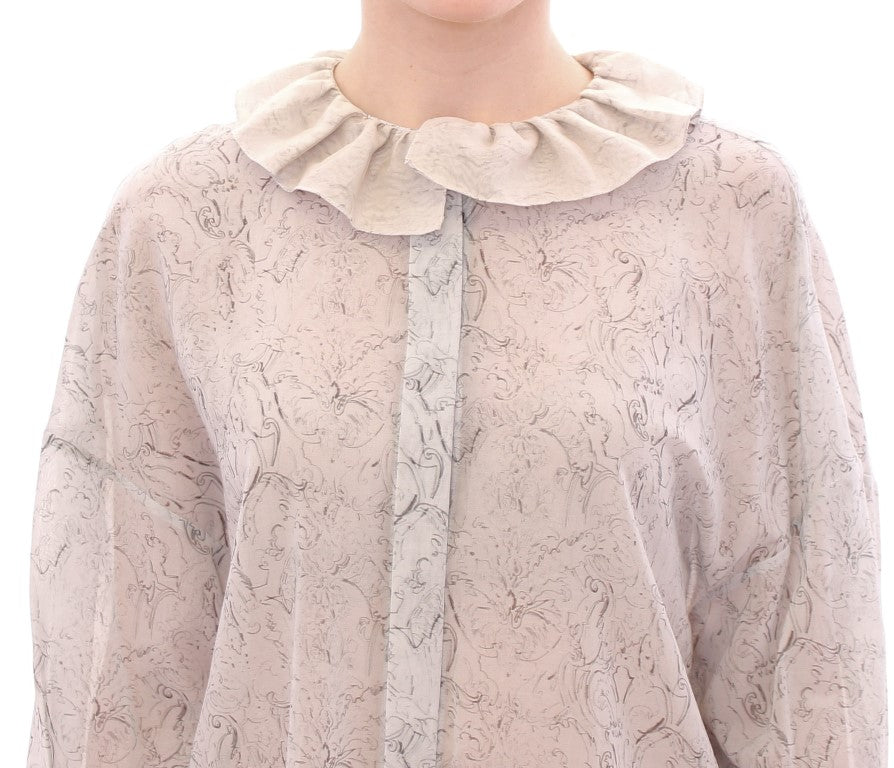 Elegant Blue Cotton Tunic Blouse - ventzia