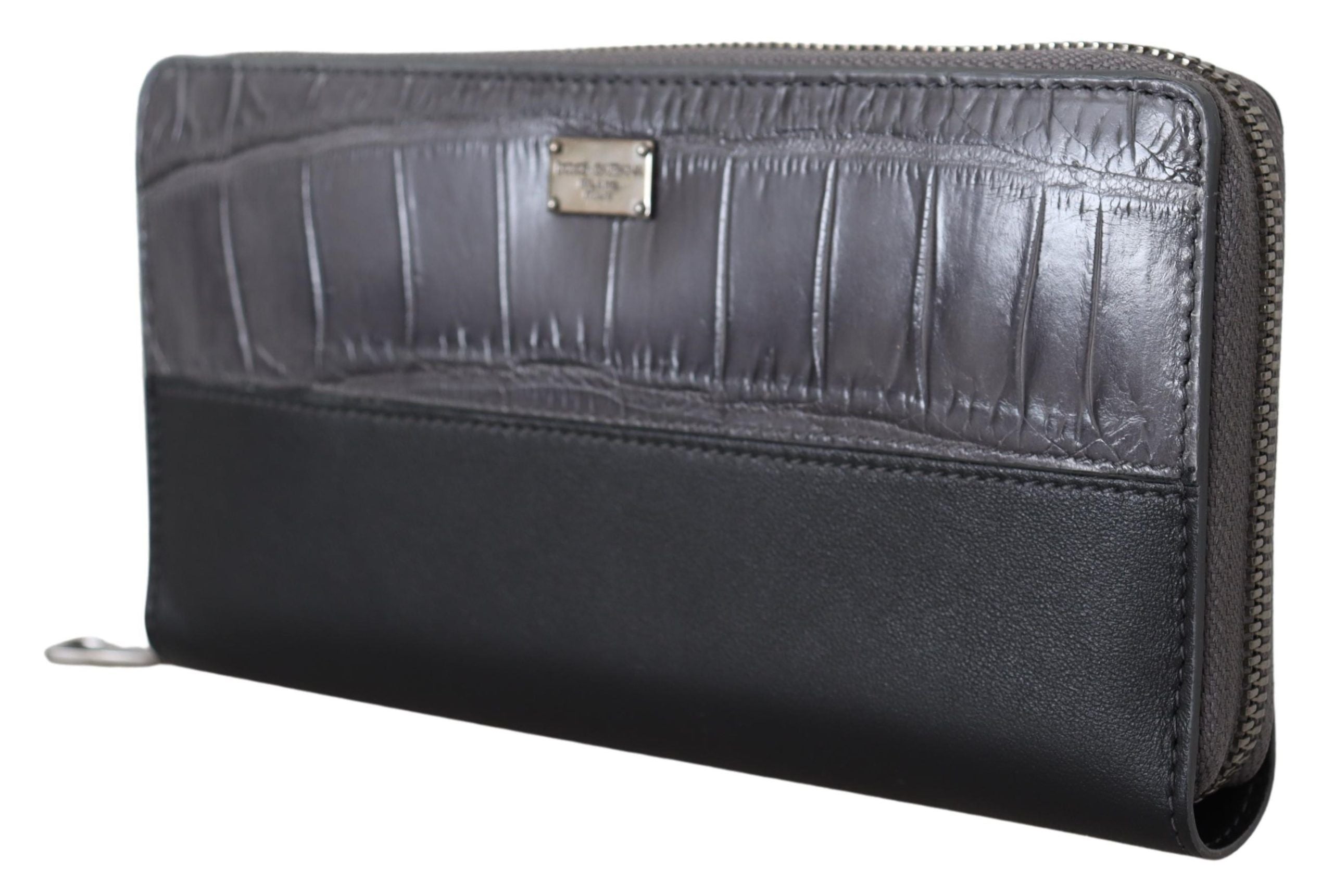Elegant Textured Leather Zip-Around Wallet - ventzia