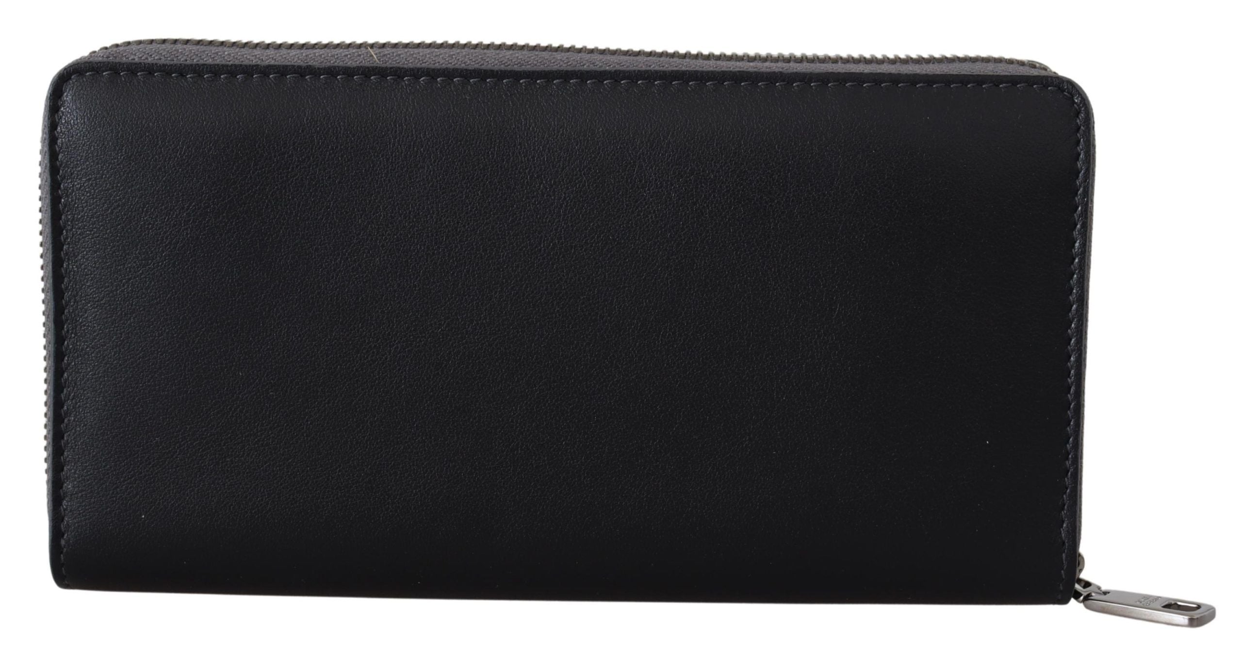 Elegant Textured Leather Zip-Around Wallet - ventzia