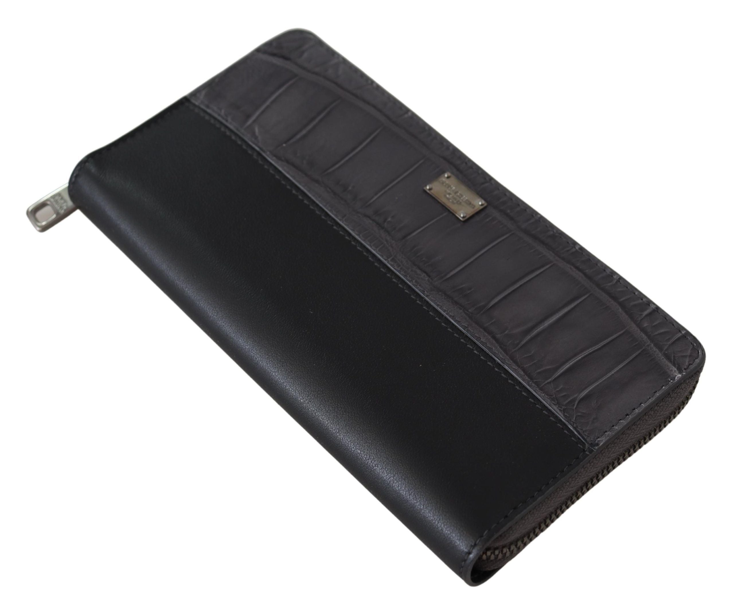 Elegant Textured Leather Zip-Around Wallet - ventzia
