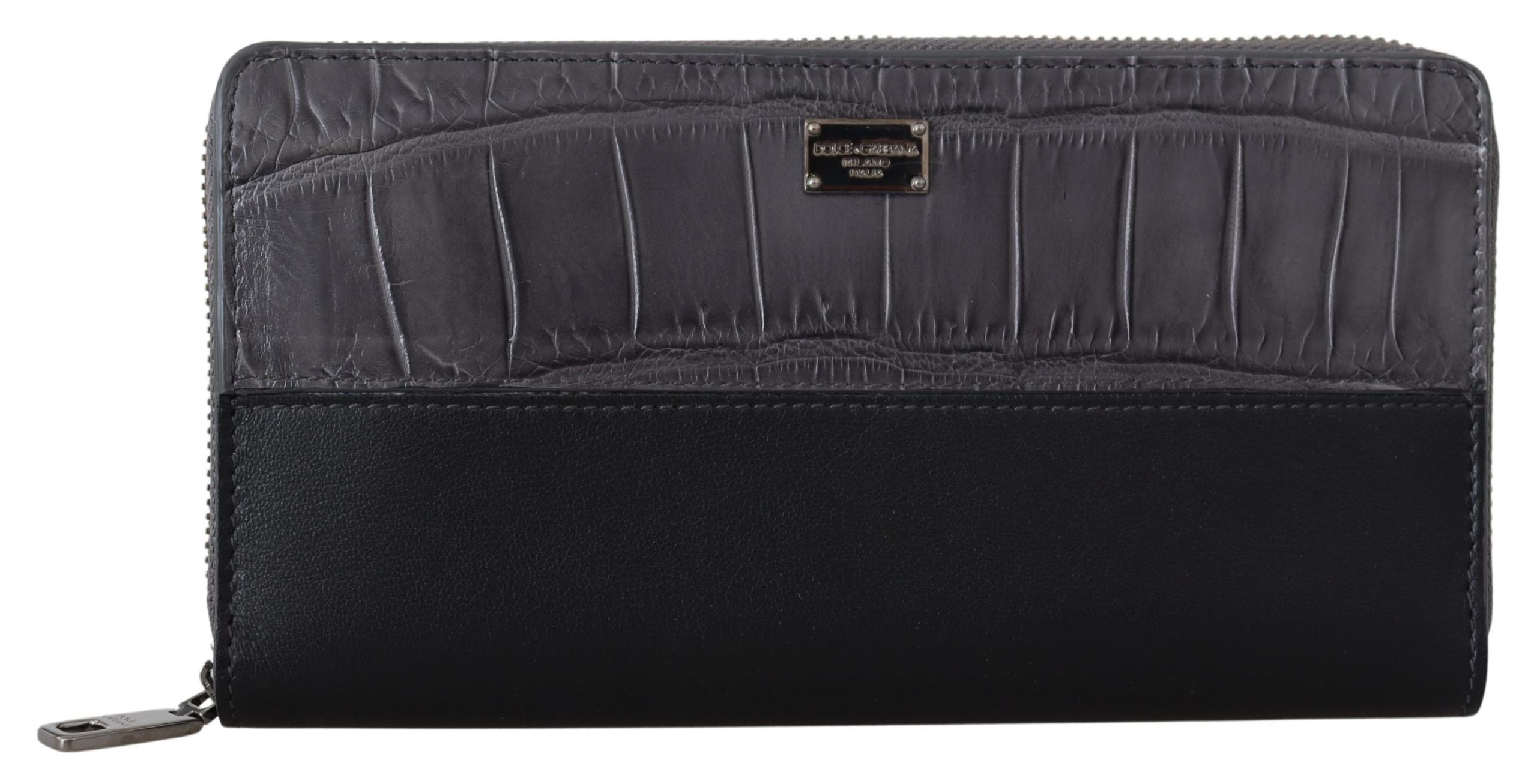 Elegant Textured Leather Zip-Around Wallet - ventzia