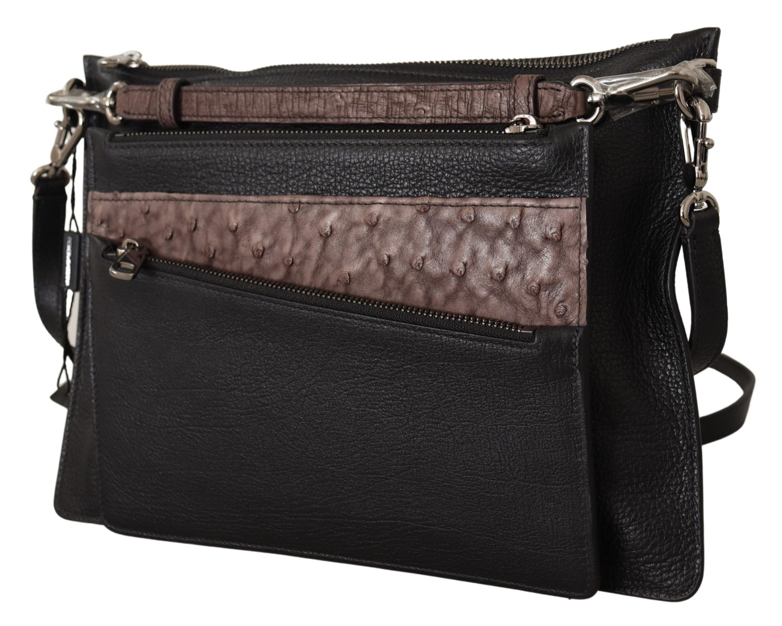 Elegant Black Leather Sling Shoulder Bag - ventzia