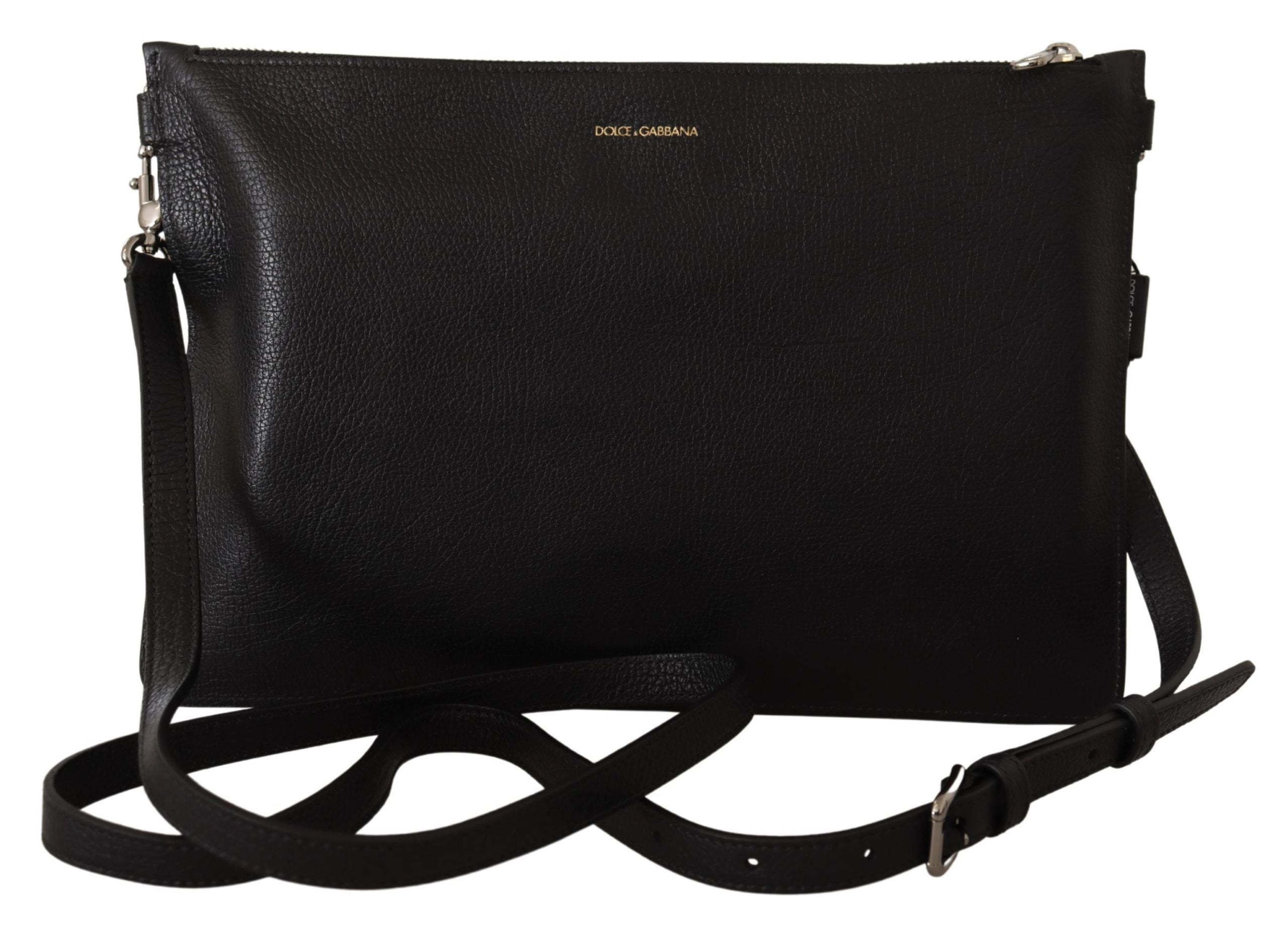 Elegant Black Leather Sling Shoulder Bag - ventzia