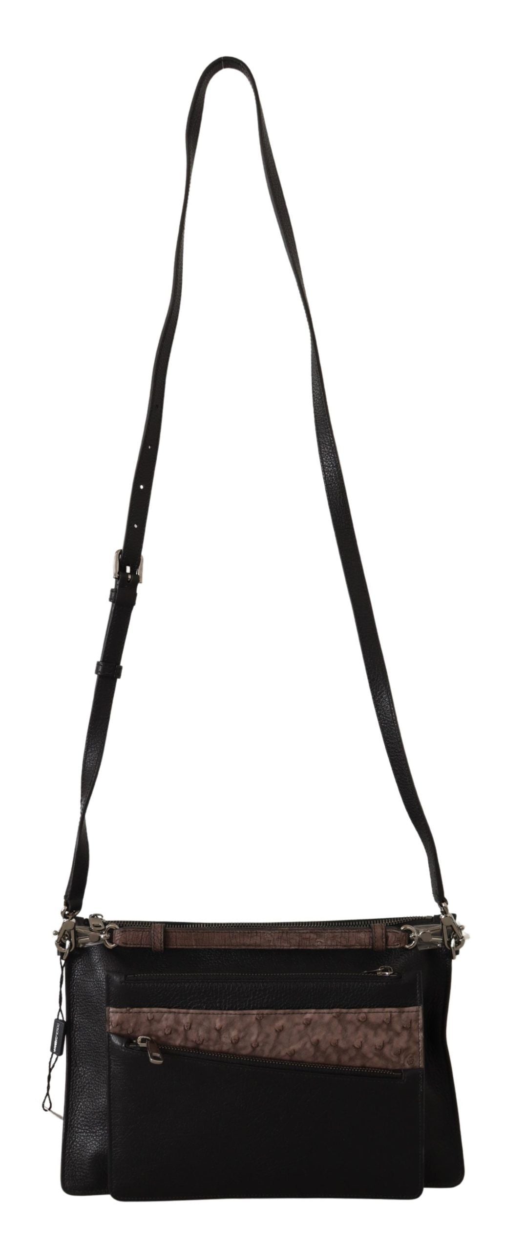 Elegant Black Leather Sling Shoulder Bag - ventzia