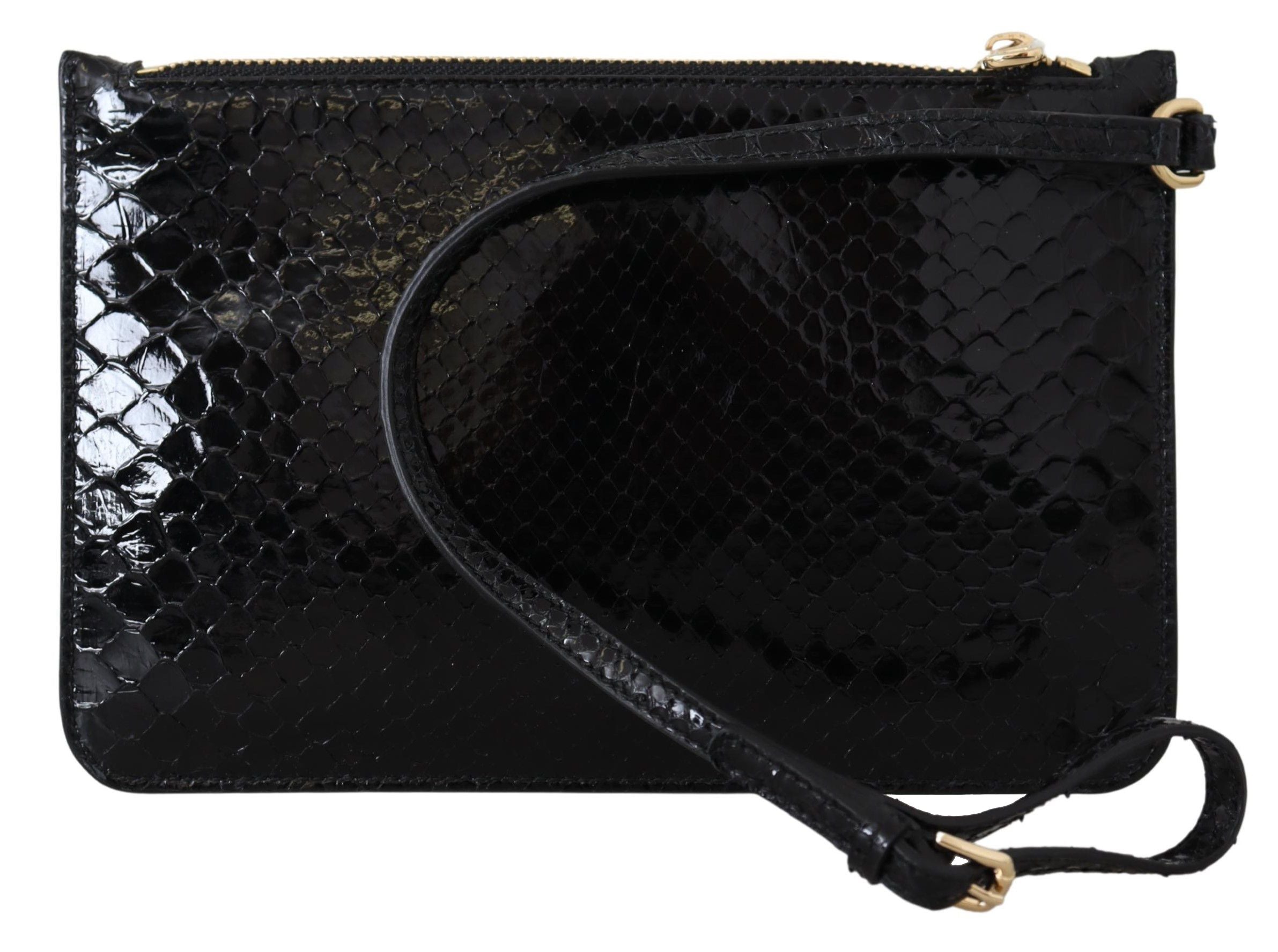 Exotic Leather Black Wristlet Wallet - ventzia