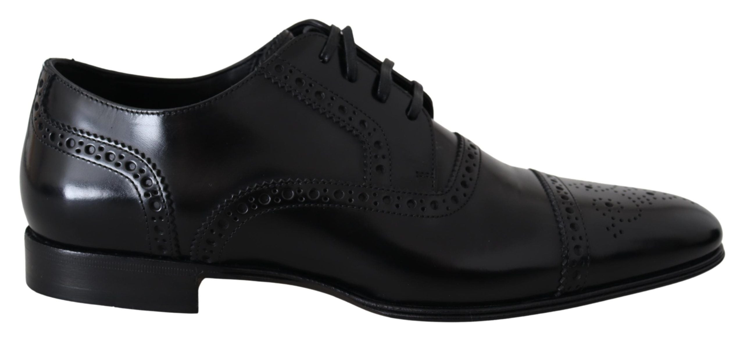 Elegant Black Leather Formal Derby Shoes - ventzia
