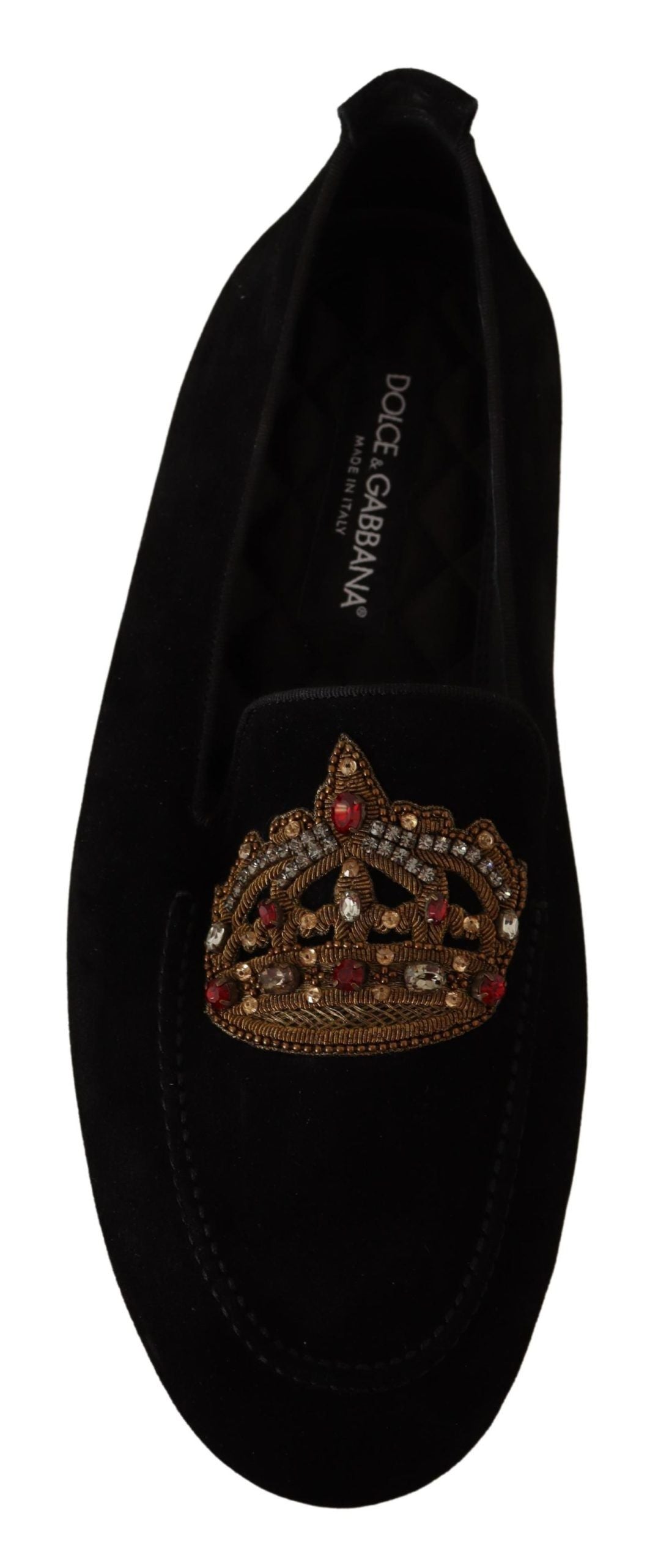 Elegant Black Leather Loafer Slides with Gold Embroidery - ventzia