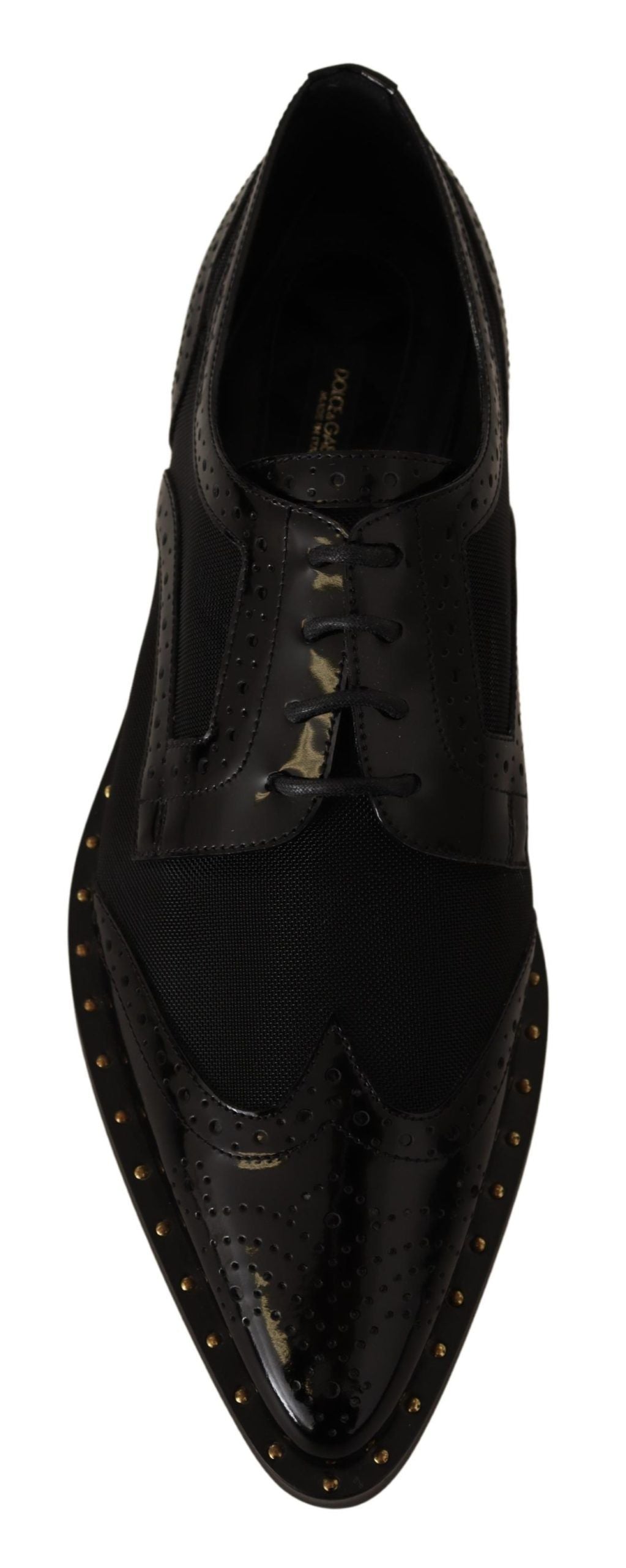 Elegant Gold-Trimmed Black Oxford Lace-Ups - ventzia