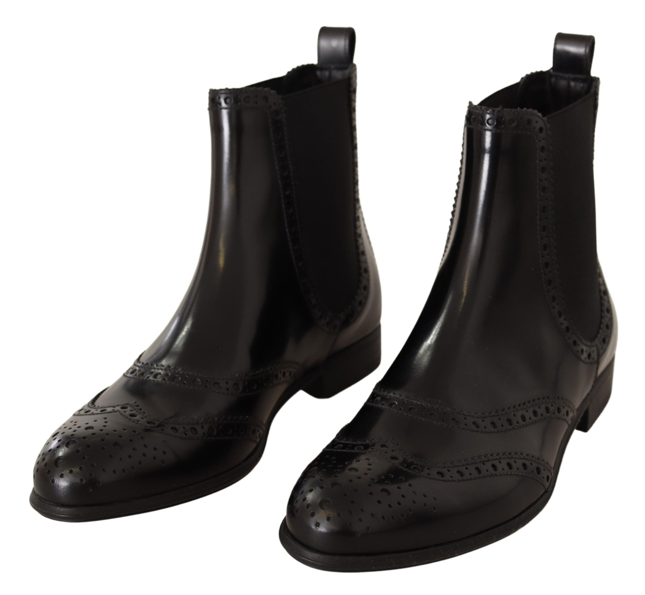 Elegant Black Ankle Wingtip Oxford Boots - ventzia