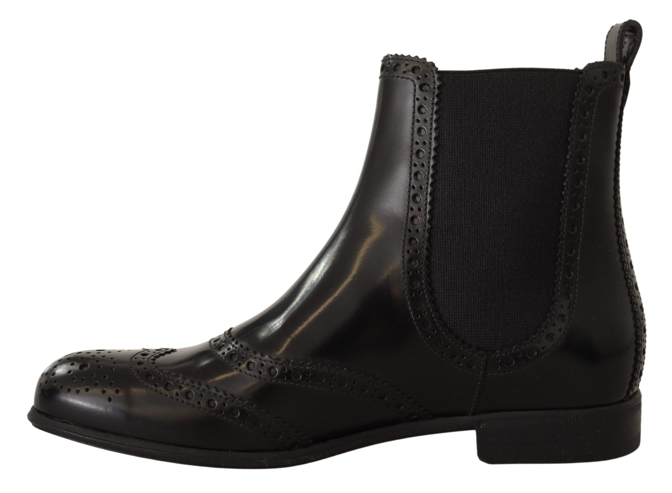 Elegant Black Ankle Wingtip Oxford Boots - ventzia