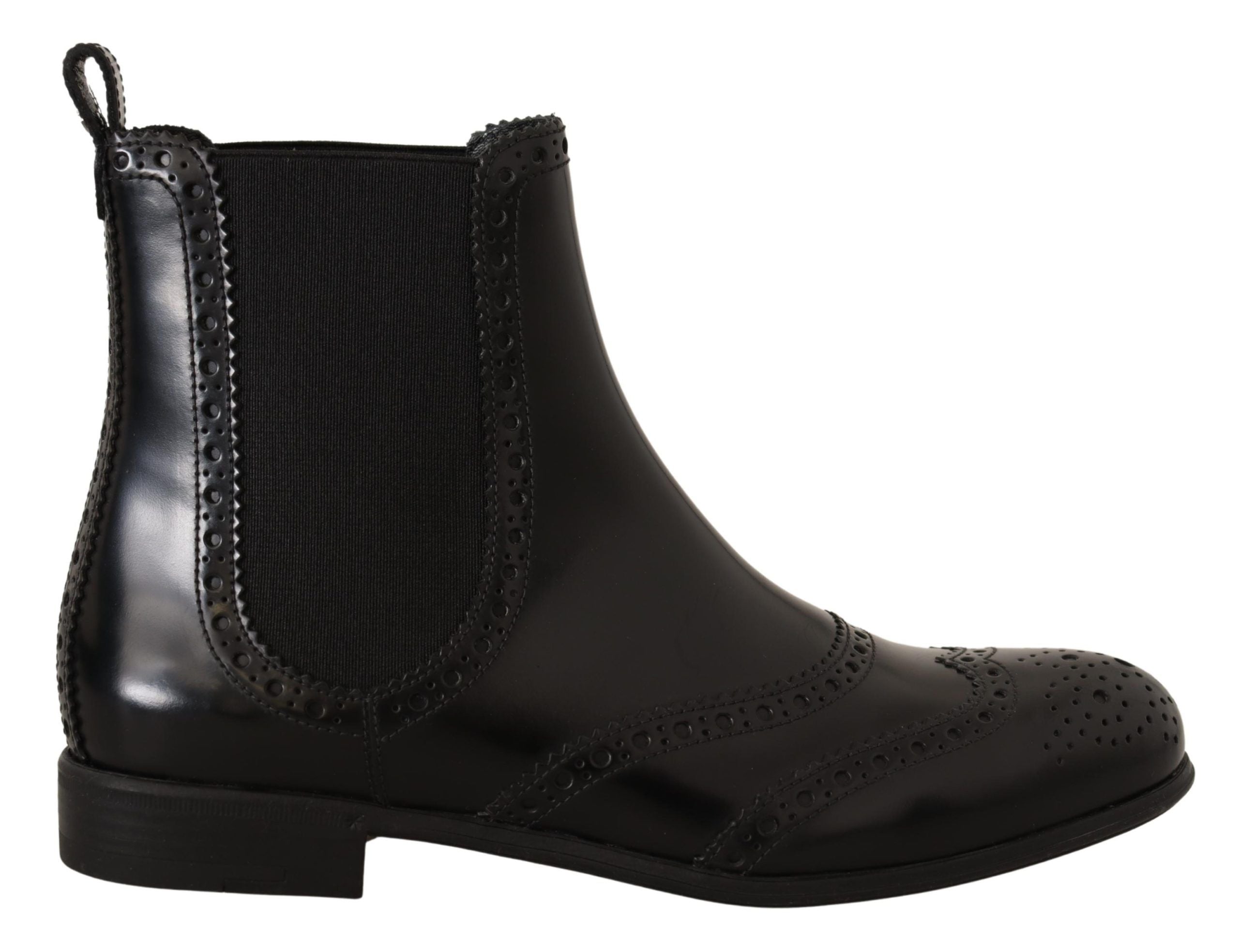 Elegant Black Ankle Wingtip Oxford Boots - ventzia