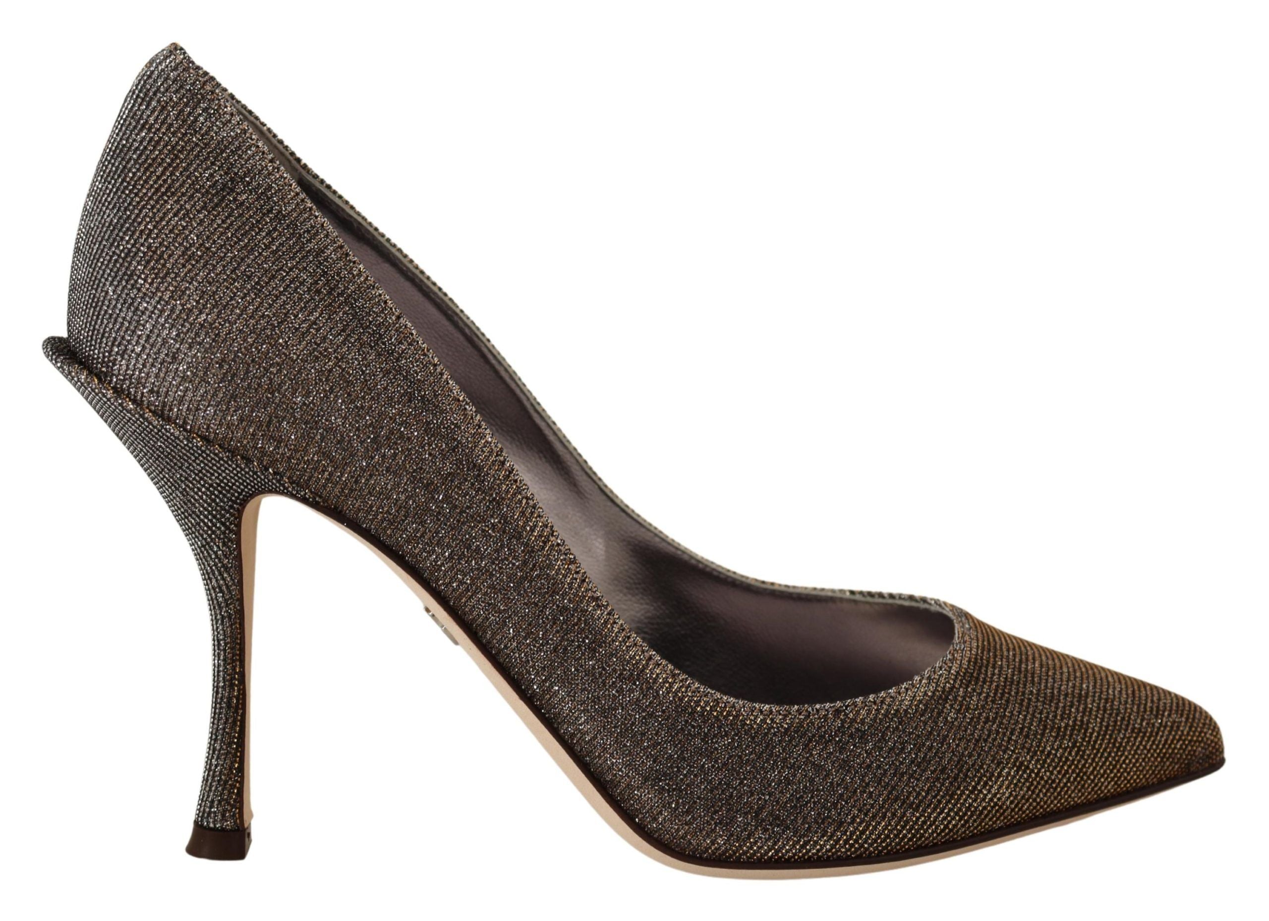 Gold Silver Fabric Heels Pumps Shoes - ventzia