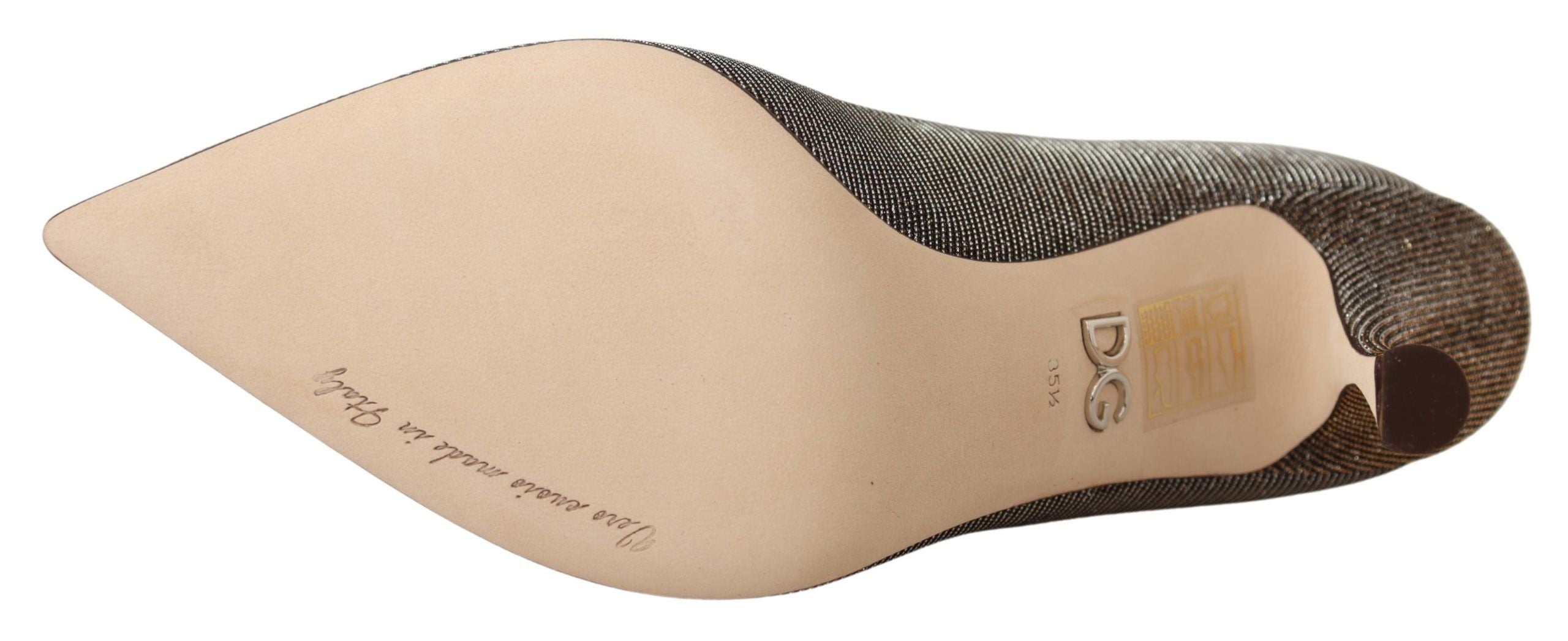 Gold Silver Fabric Heels Pumps Shoes - ventzia