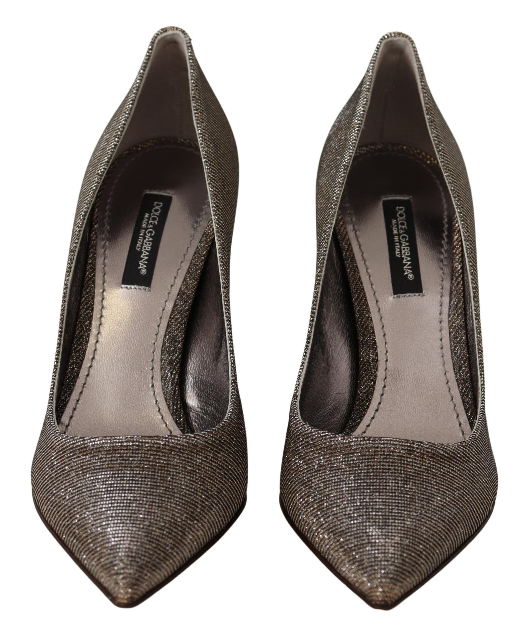Gold Silver Fabric Heels Pumps Shoes - ventzia