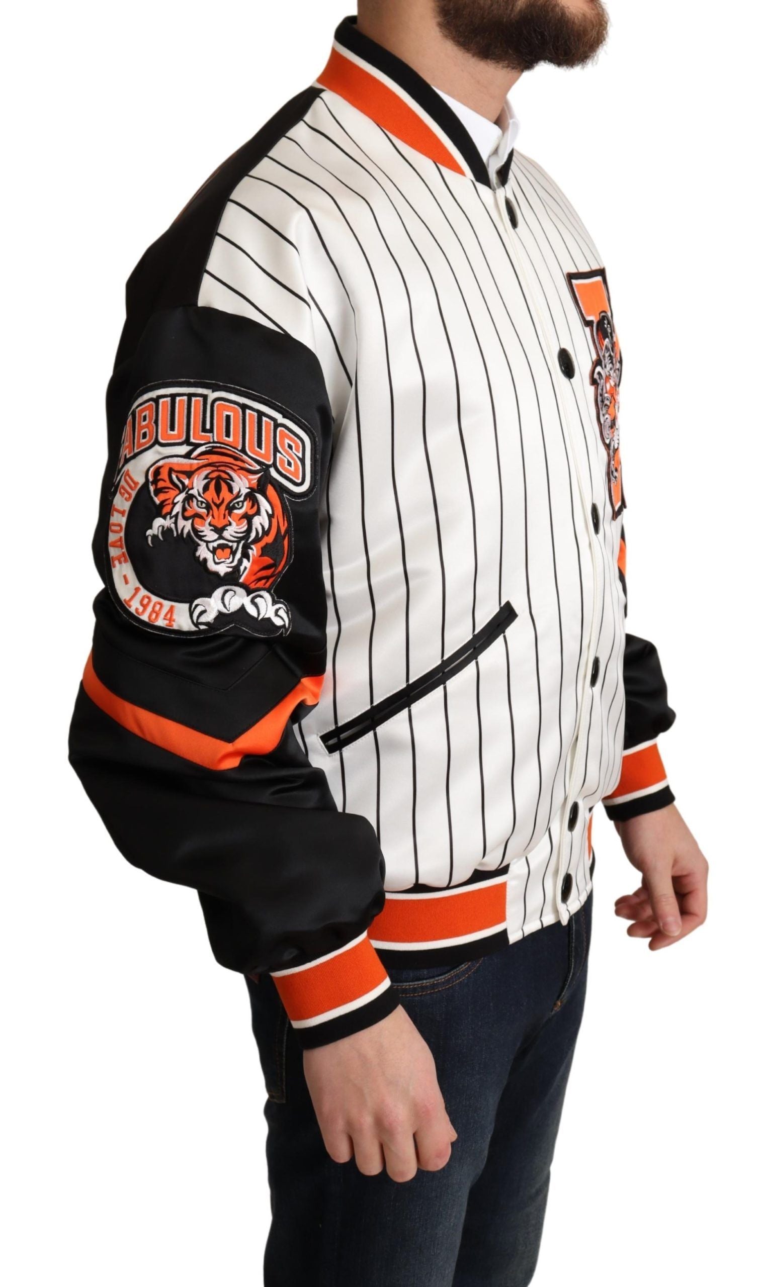Regal Lion Bomber Jacket in White - ventzia