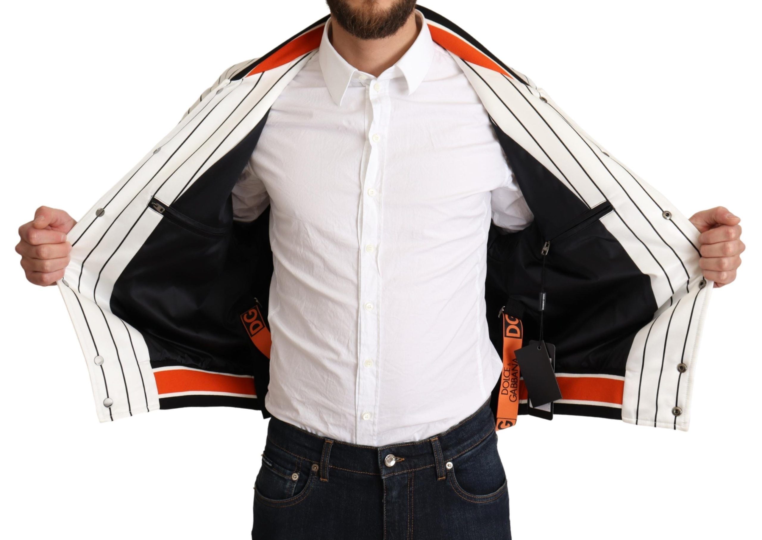 Regal Lion Bomber Jacket in White - ventzia