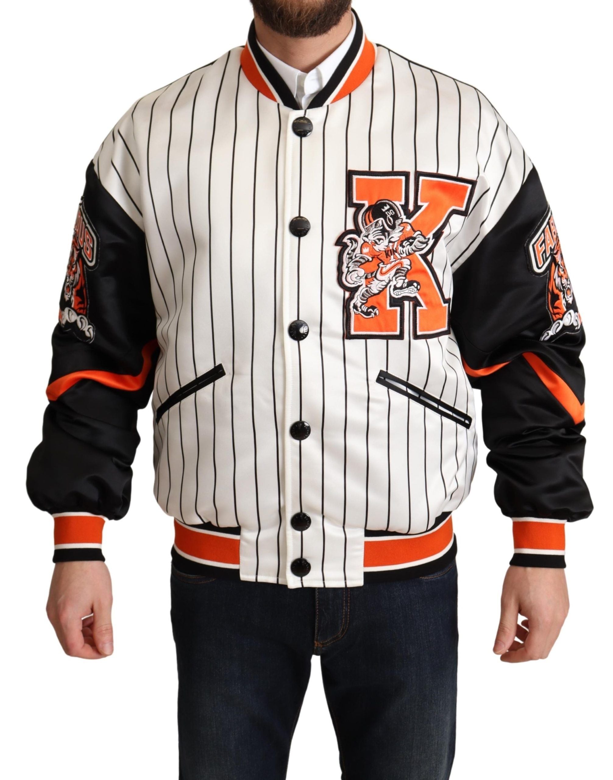 Regal Lion Bomber Jacket in White - ventzia