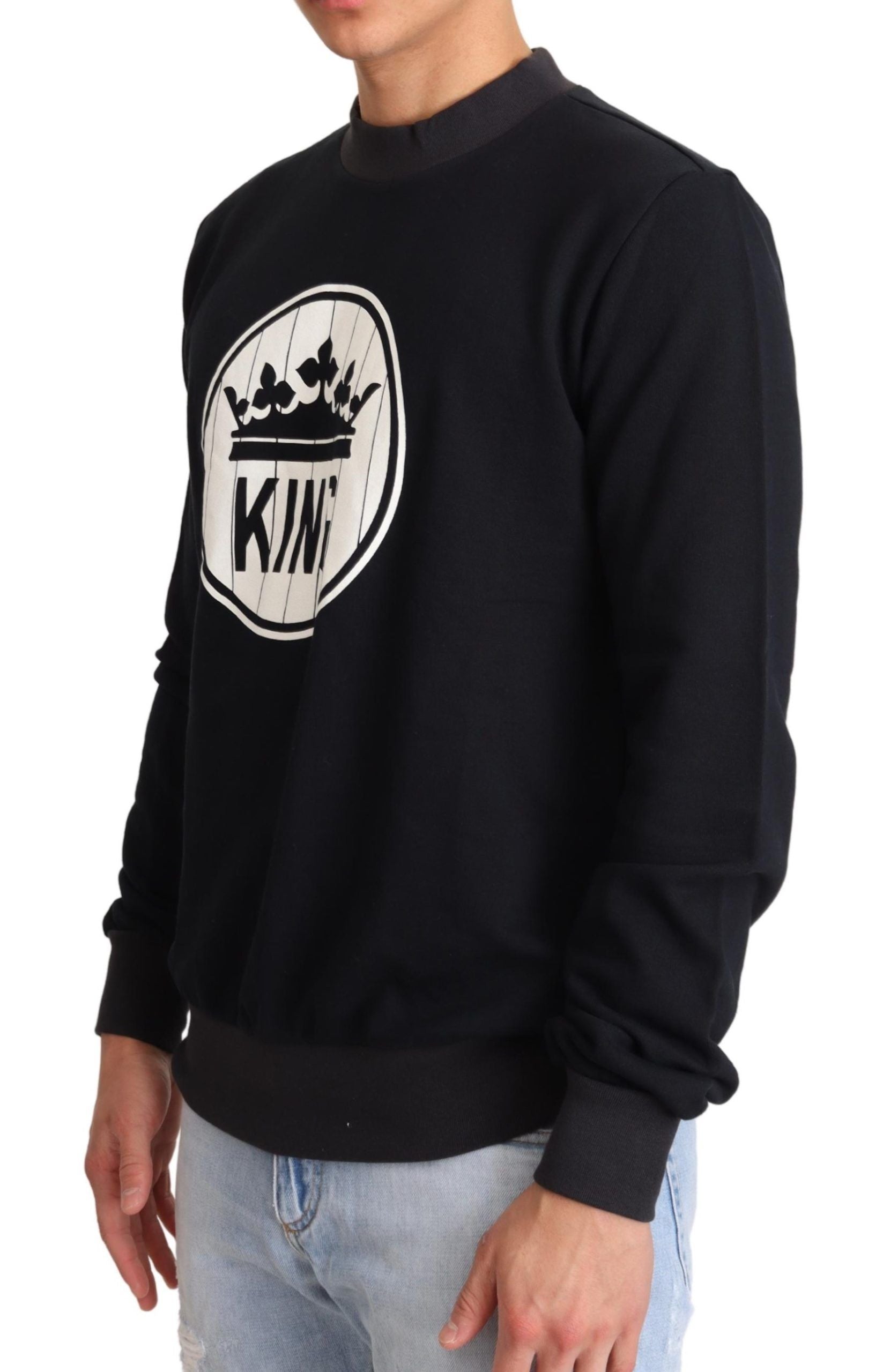Regal Crown Motive Crewneck Sweater - ventzia